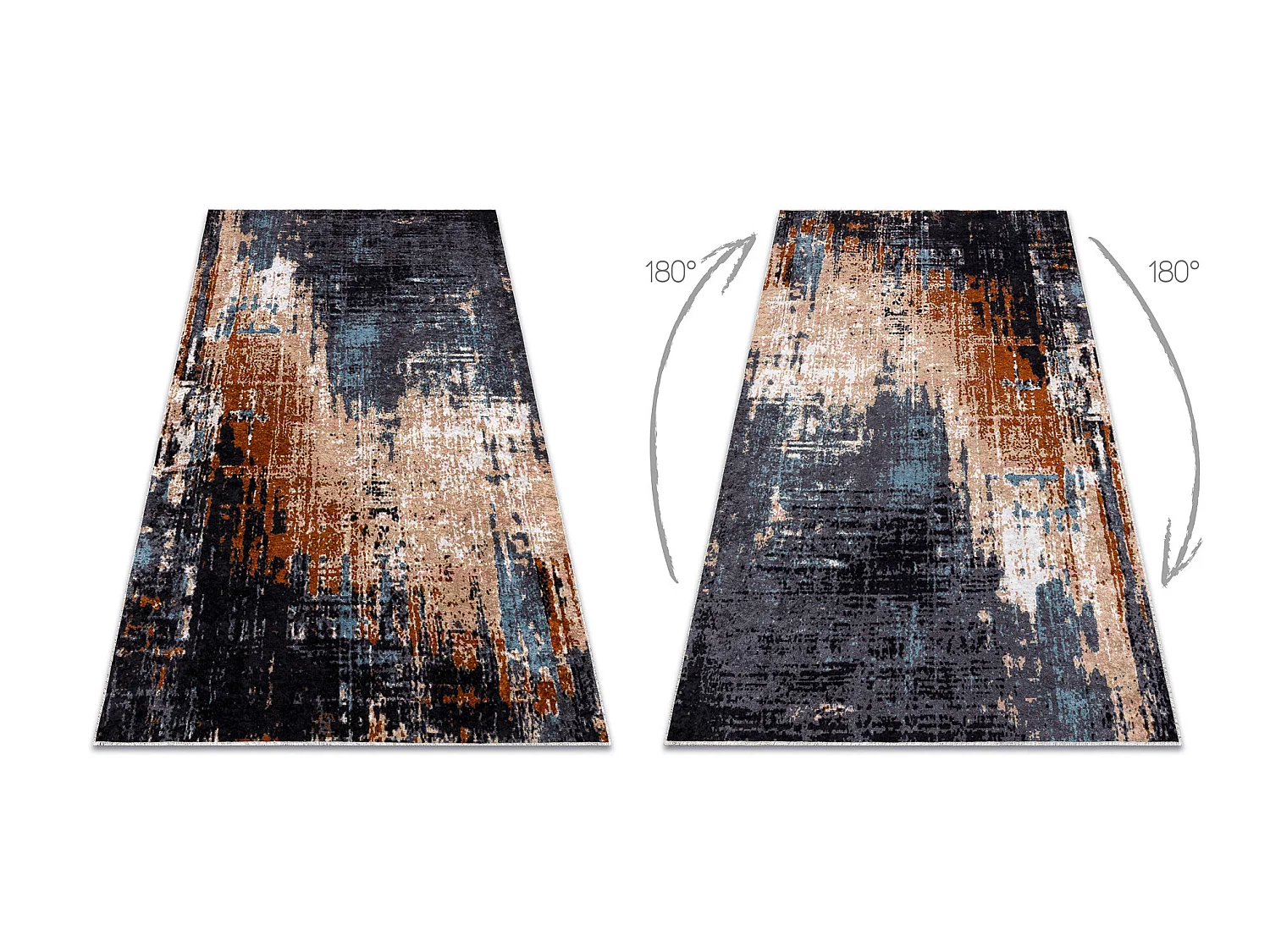 Tappeto lavabile MIRO 51454.802 Astrazione antiscivolo - blu scuro / b 160x220 cm
