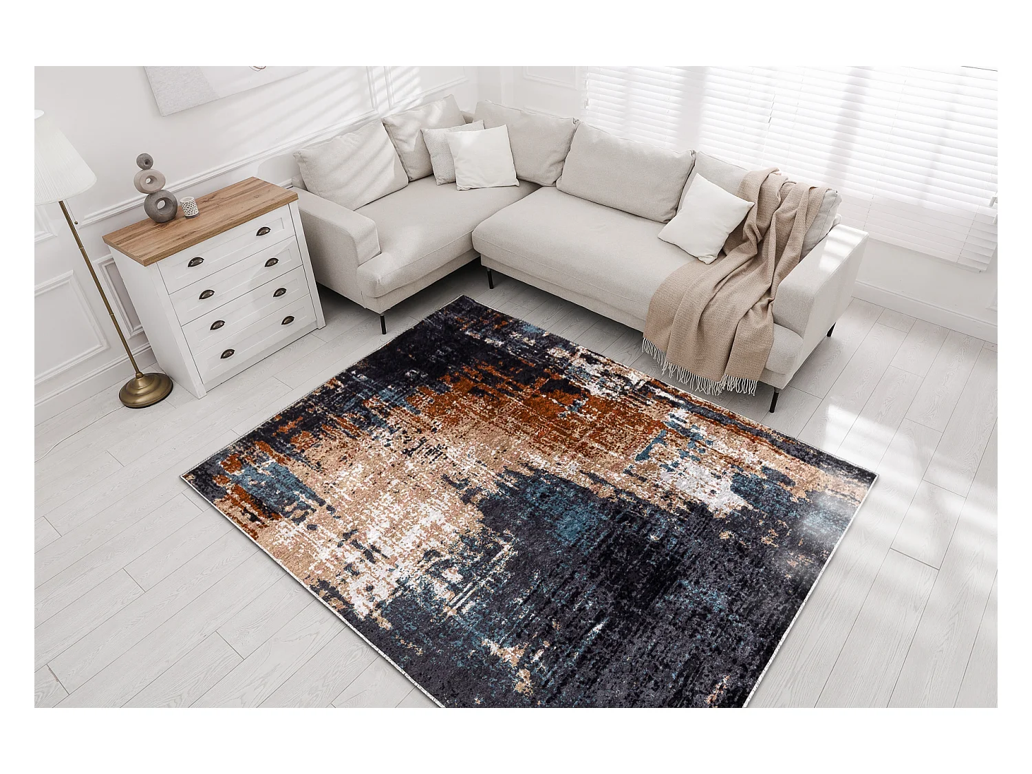 Tappeto lavabile MIRO 51454.802 Astrazione antiscivolo - blu scuro / b 160x220 cm