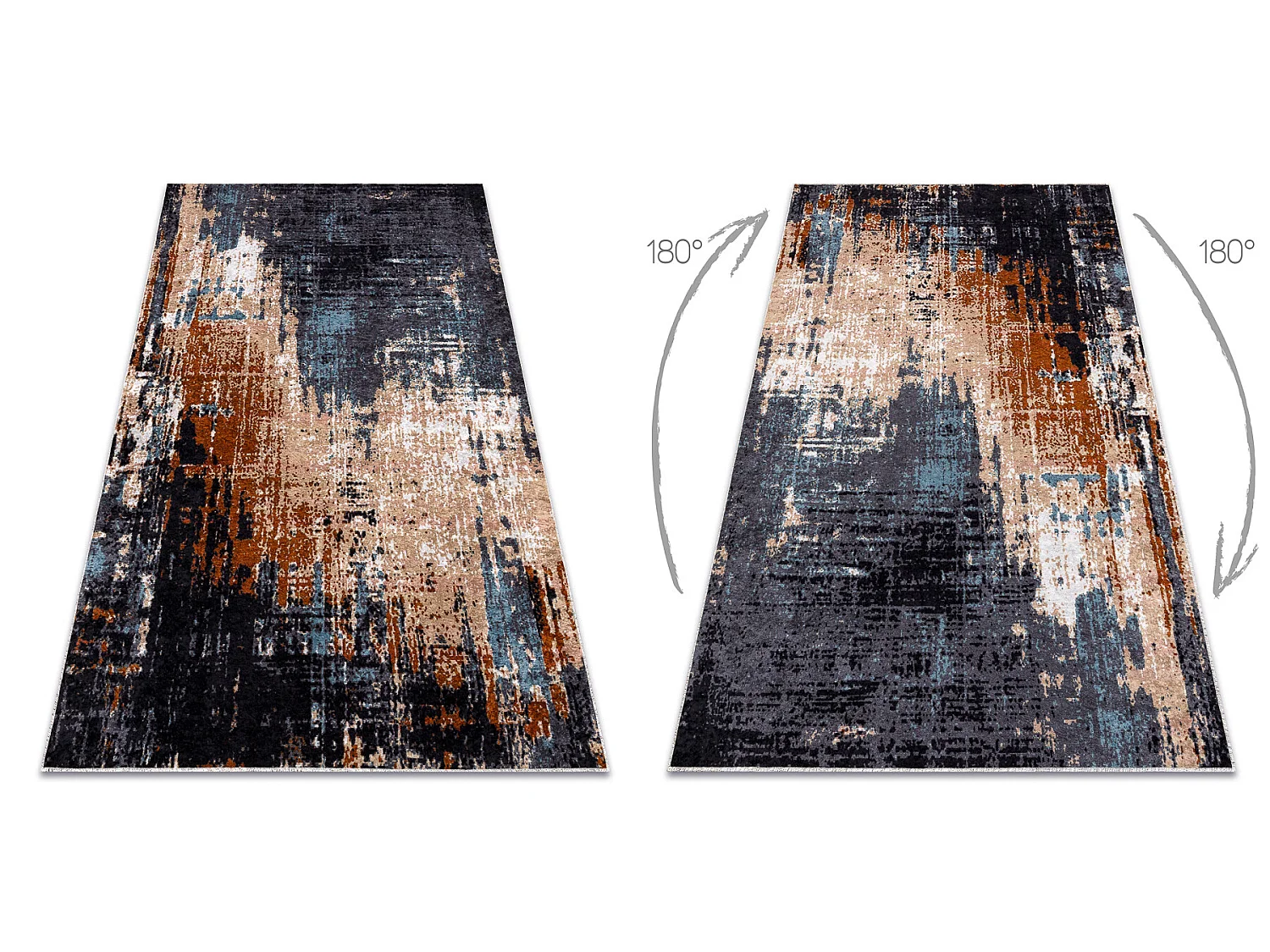 Dywan do prania MIRO 51454.802 Abstrakcja antypoślizgowy - granat / b 160x220 cm