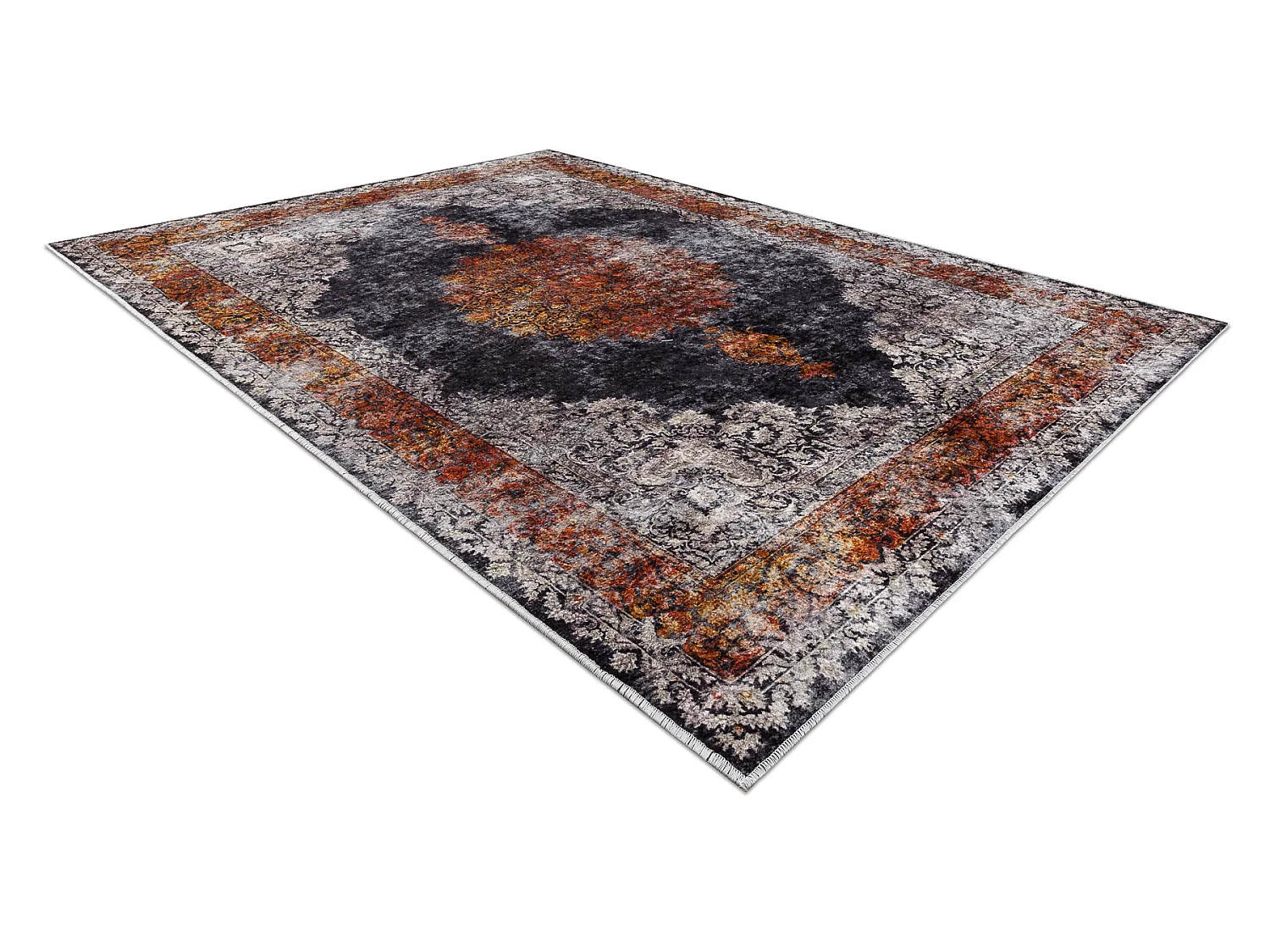 MIRO 51186.808 tapijt wasbaar Rozet, kader antislip - marineblauw / ko 120x170 cm