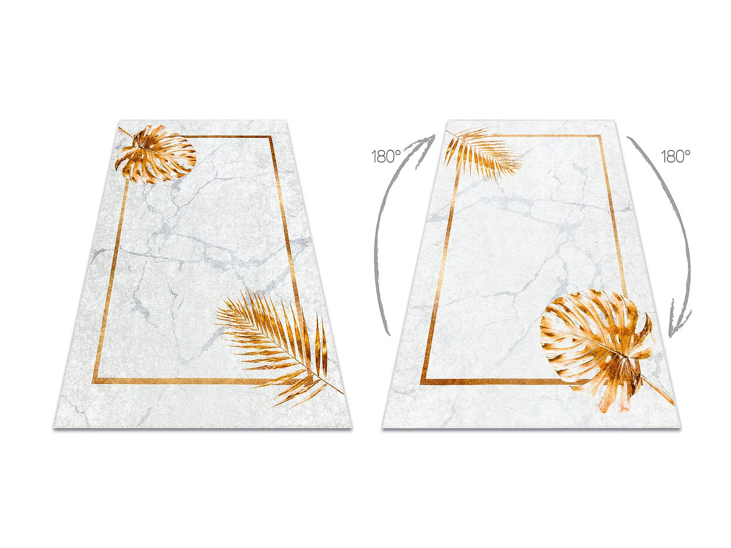 MIRO 51518.806 tapijt wasbaar Bladeren, kader antislip - grijs / goud 80x150 cm