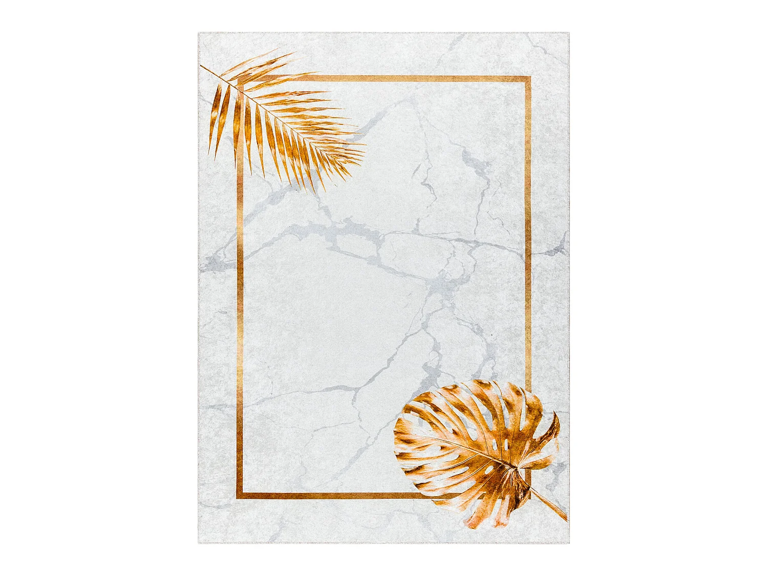 MIRO 51518.806 tapijt wasbaar Bladeren, kader antislip - grijs / goud 80x150 cm