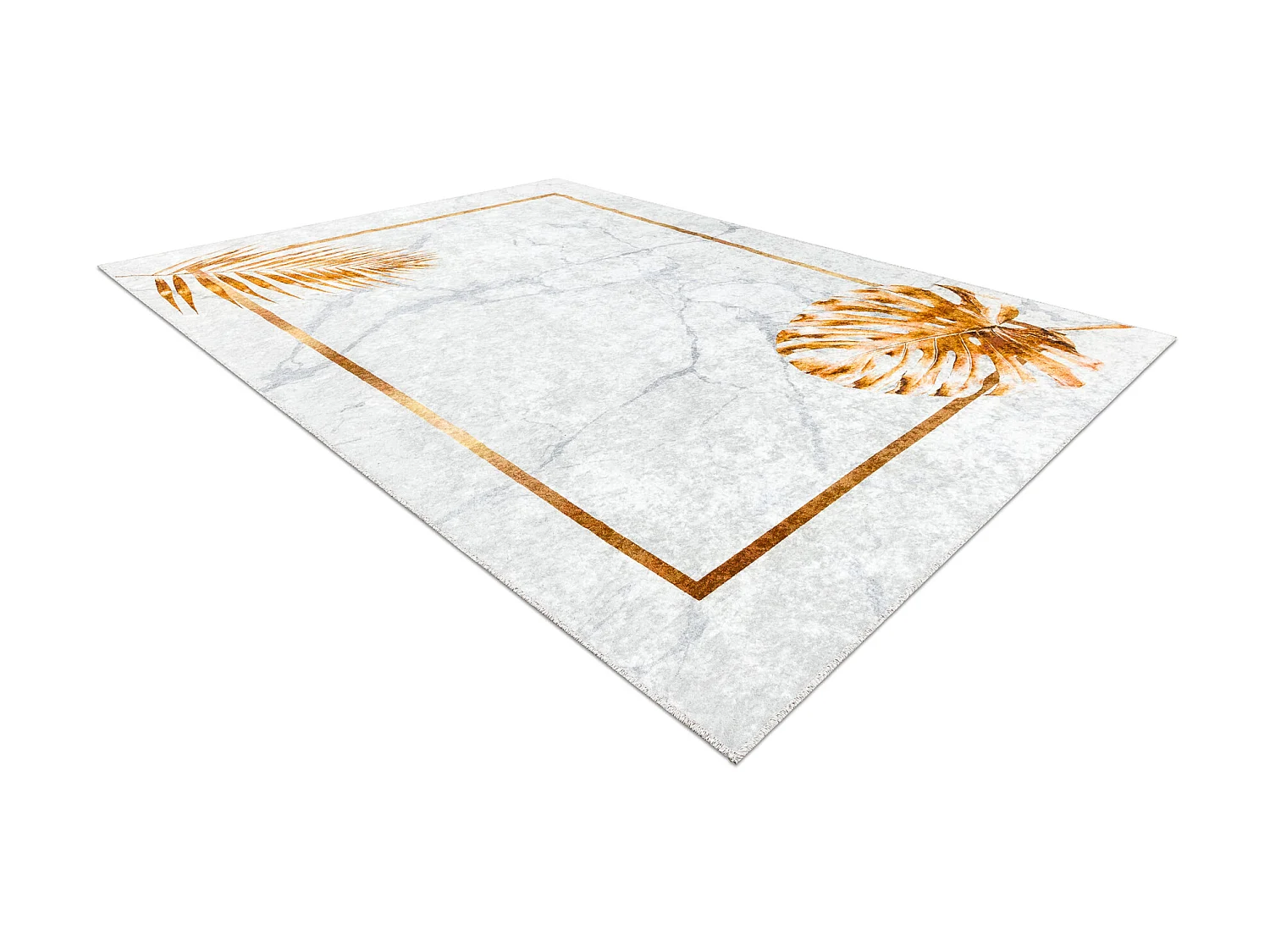 MIRO 51518.806 tapijt wasbaar Bladeren, kader antislip - grijs / goud 80x150 cm