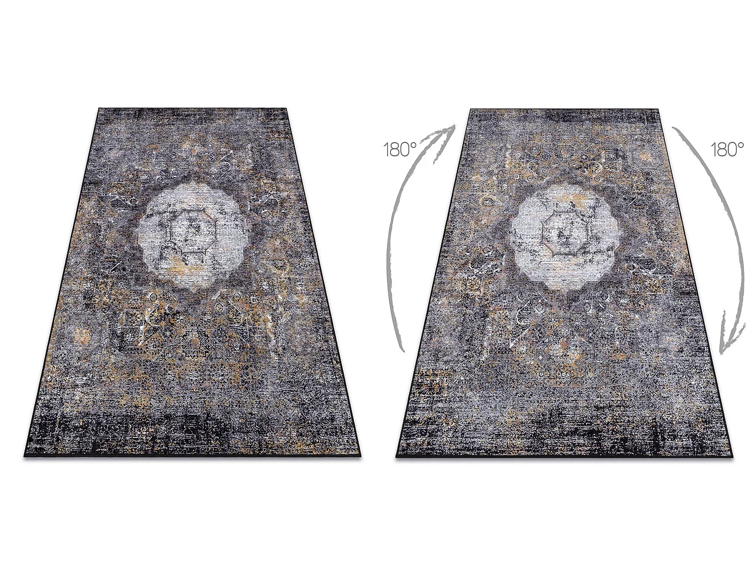 Tapis lavable MIRO 51453.805 Rosette, vintage antidérapant - gris 160x220 cm