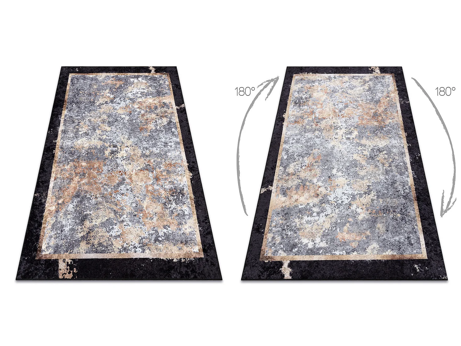 MIRO 51328.804 tapijt wasbaar Abstractie antislip - grijs / goud 80x150 cm