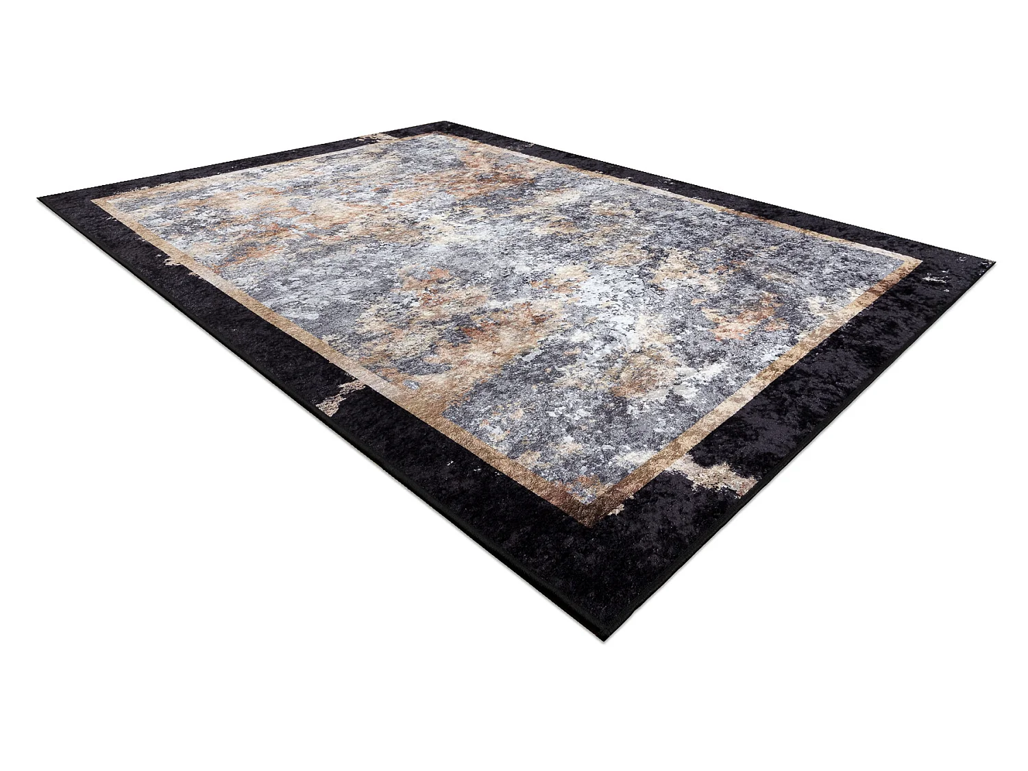 MIRO 51328.804 tapijt wasbaar Abstractie antislip - grijs / goud 80x150 cm