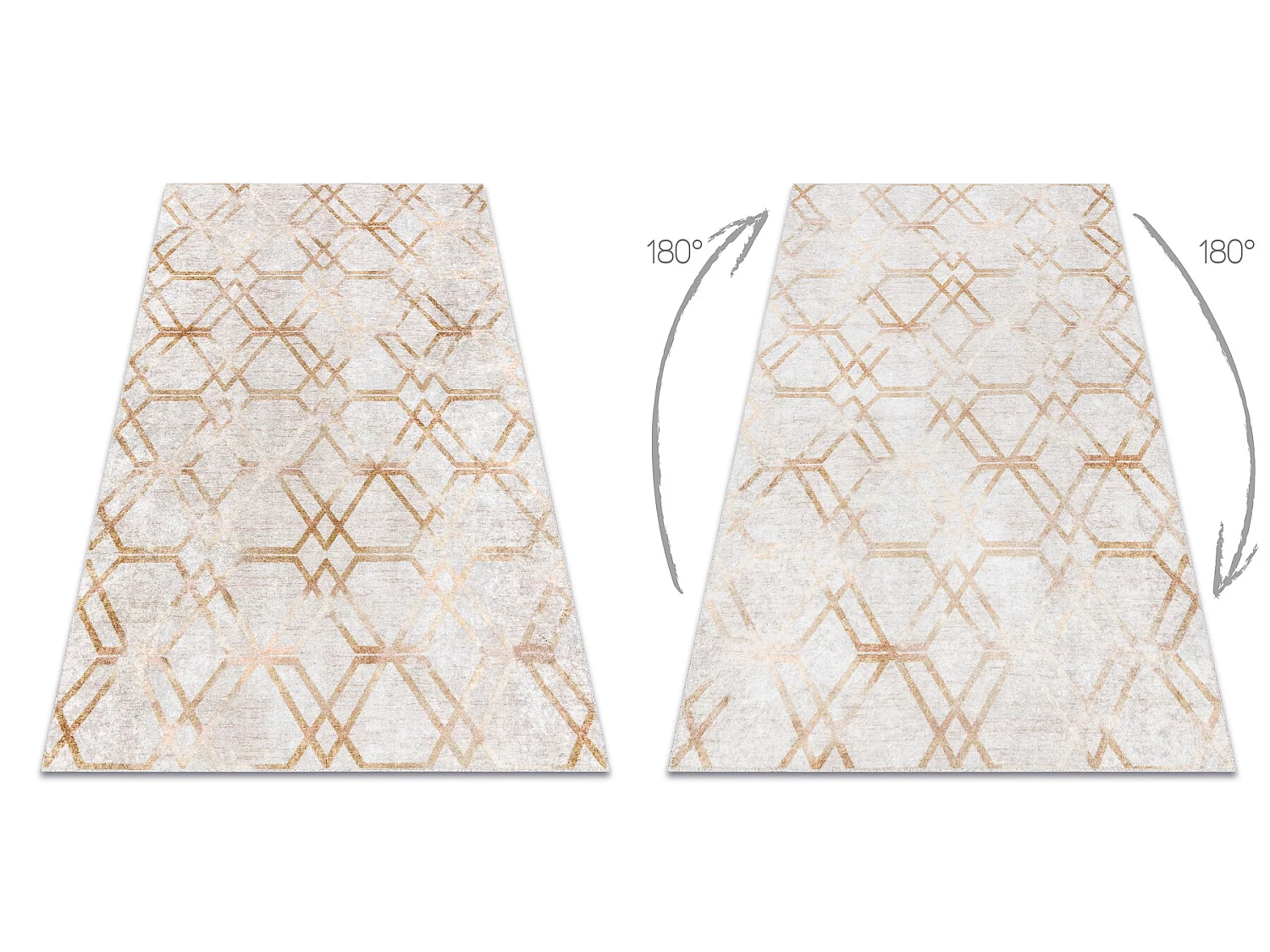 MIRO 51805.804 tapijt wasbaar geometrisch, geruite antislip - goud 160x220 cm