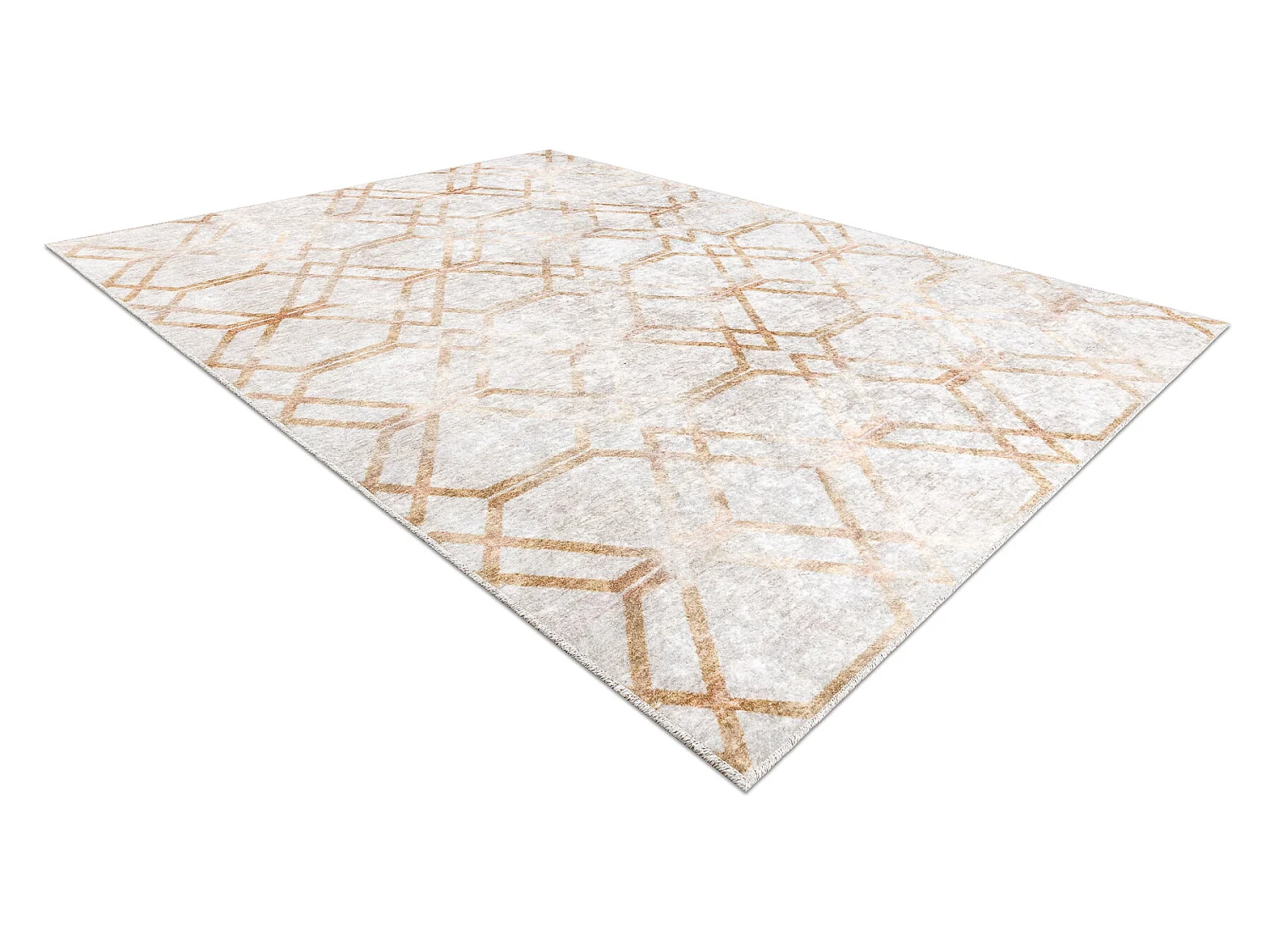 MIRO 51805.804 tapijt wasbaar geometrisch, geruite antislip - goud 160x220 cm