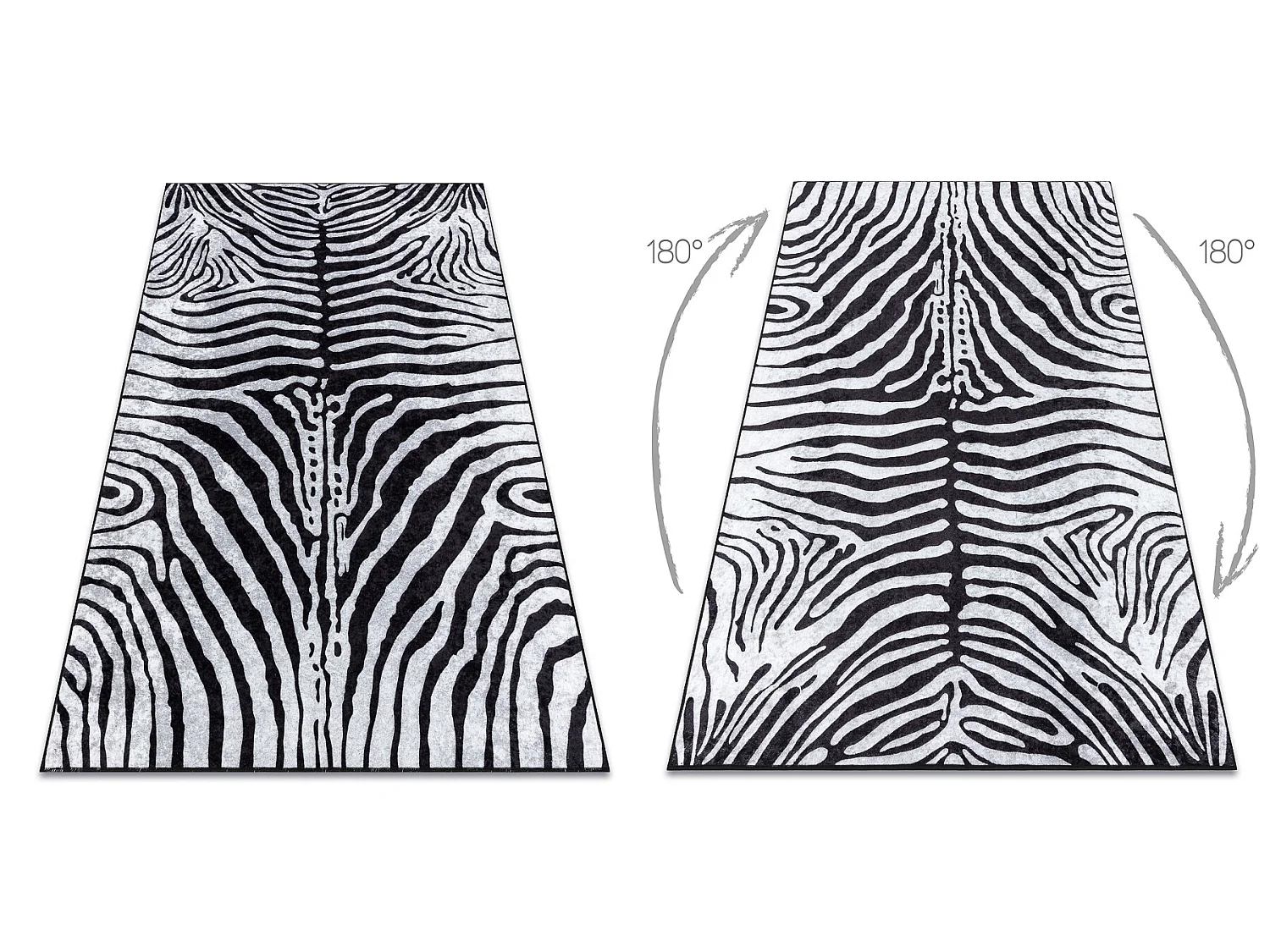 Tapis lavable MIRO 51331.803 Zèbre antidérapant - noir / blanc 160x220 cm