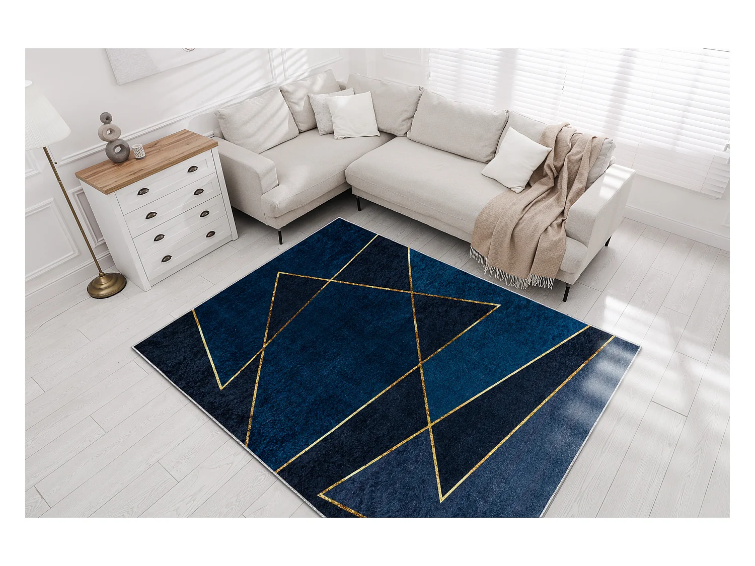 Tapis lavable MIRO 52097.801 Géométrique antidérapant - bleu 80x150 cm