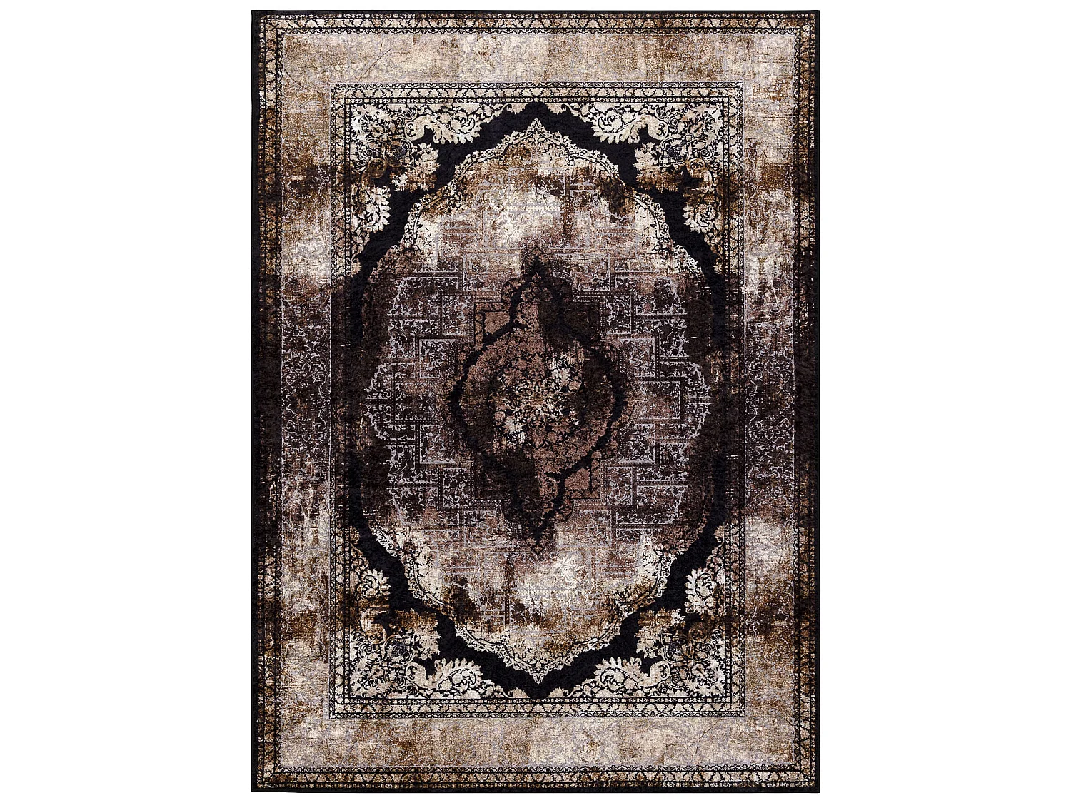 Tapis lavable MIRO 51664.805 Rosette, cadre antidérapant - marron 120x170 cm