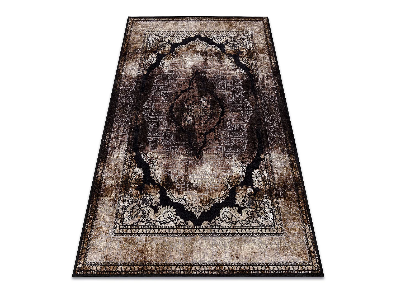 MIRO 51664.805 tapijt wasbaar Rozet, kader antislip - bruin 120x170 cm