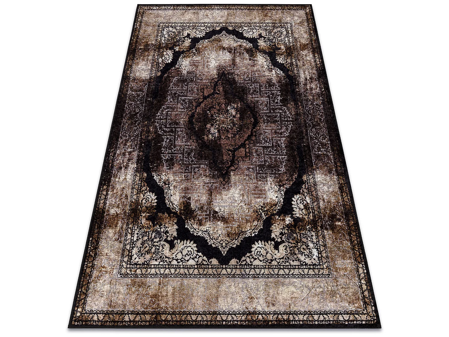 Tapis lavable MIRO 51664.805 Rosette, cadre antidérapant - marron 80x150 cm