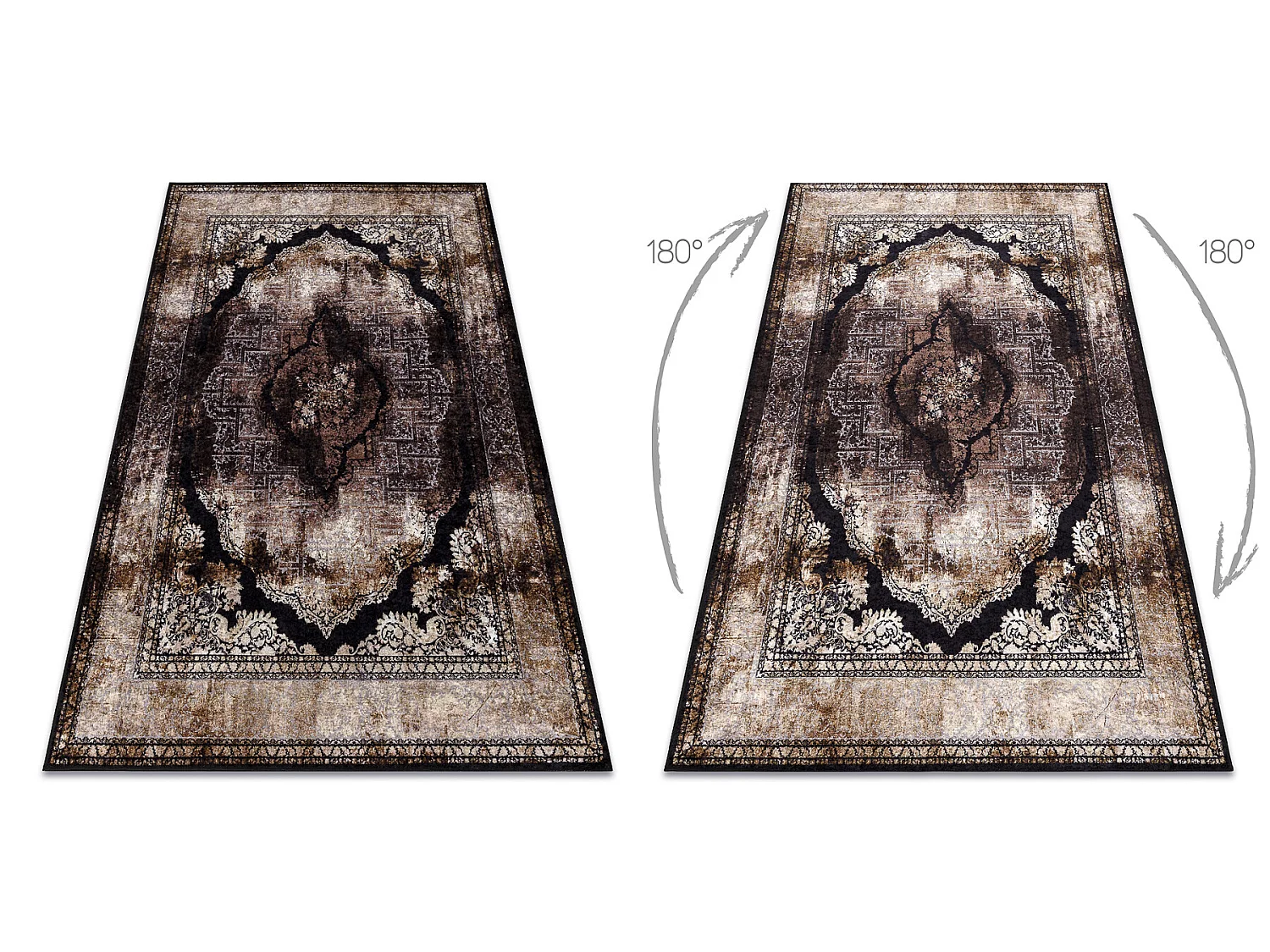 Tapis lavable MIRO 51664.805 Rosette, cadre antidérapant - marron 80x150 cm