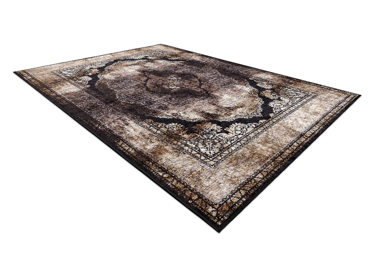 Tapis lavable MIRO 51664.805 Rosette, cadre antidérapant - marron 80x150 cm