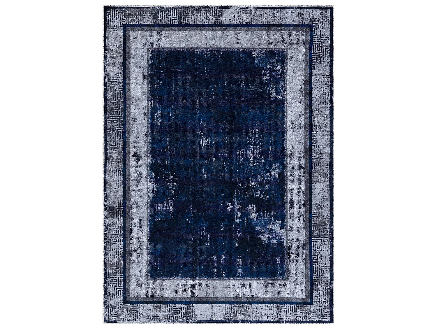 Tapis lavable MIRO 51676.813 Grec vintage, cadre antidérapant - bleu  160x220 cm