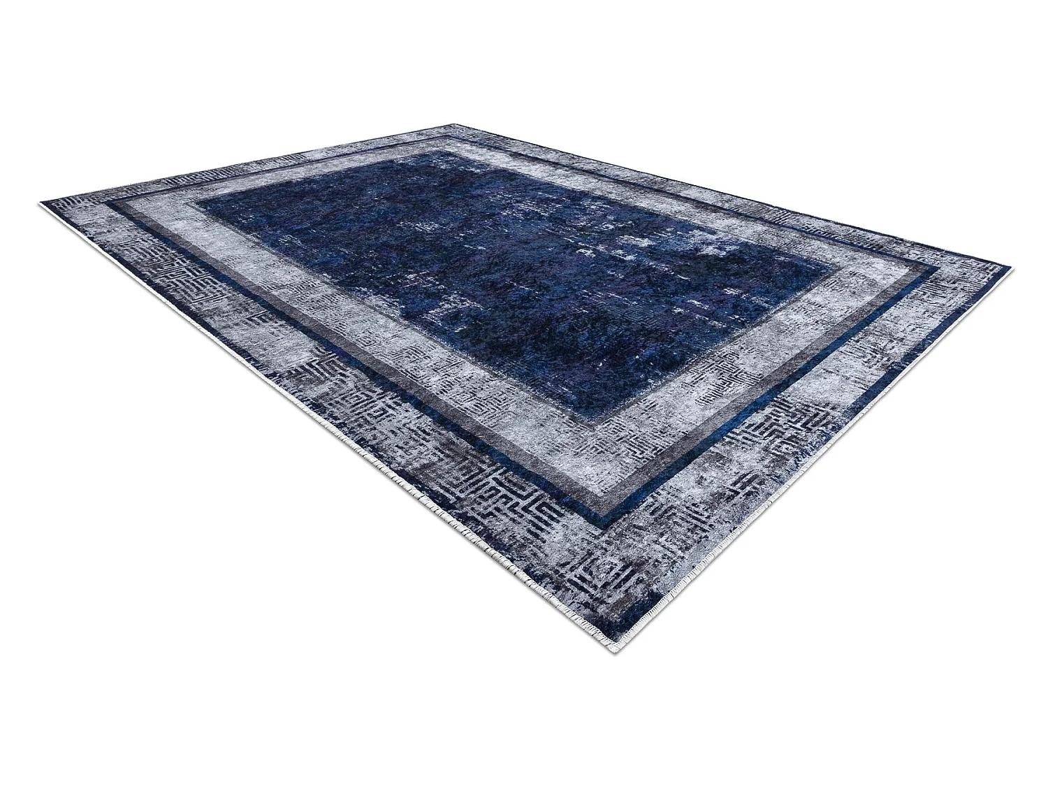 Tapis lavable MIRO 51676.813 Grec vintage, cadre antidérapant - bleu  160x220 cm