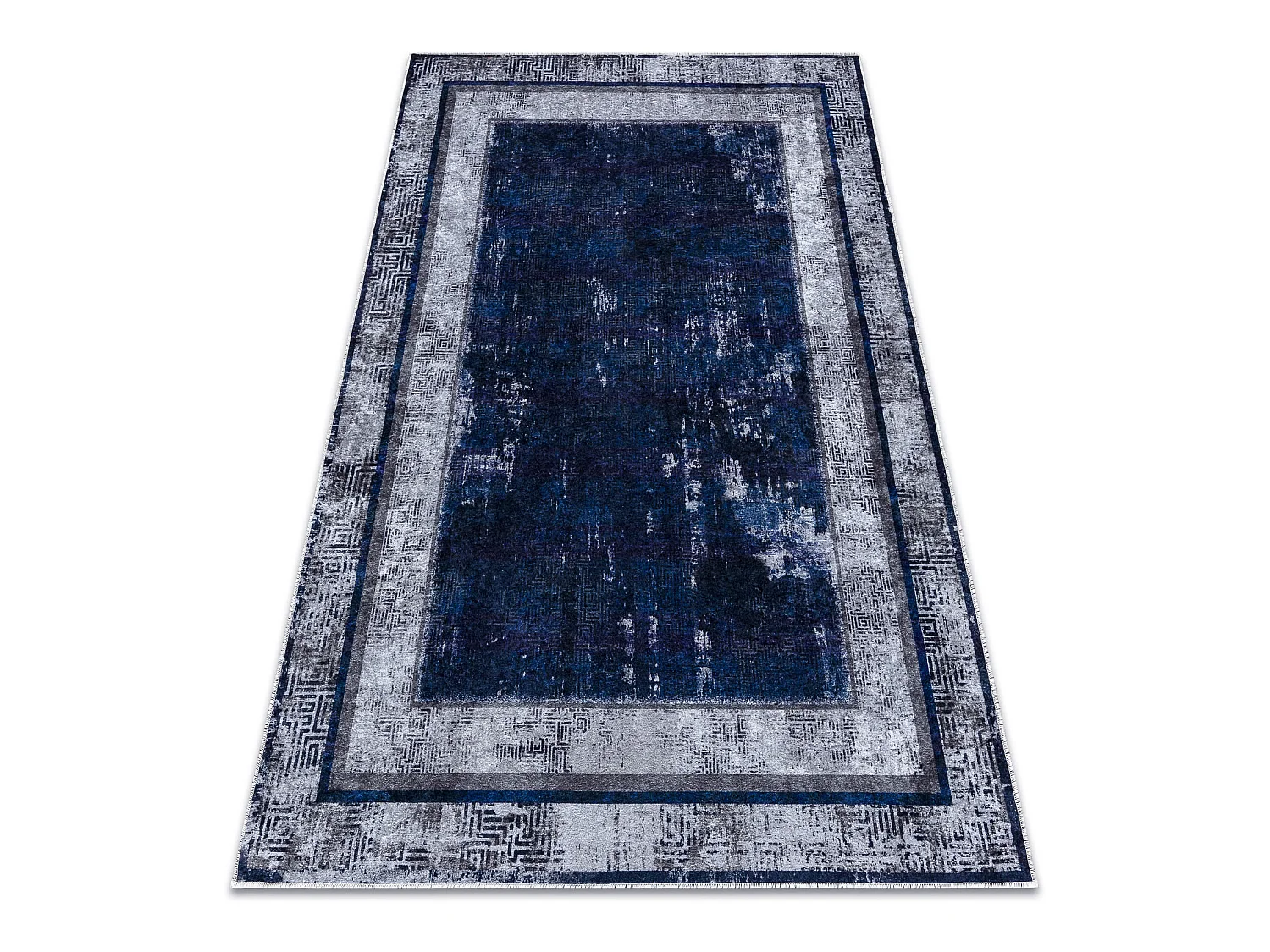 Tapis lavable MIRO 51676.813 Grec vintage, cadre antidérapant - bleu  160x220 cm