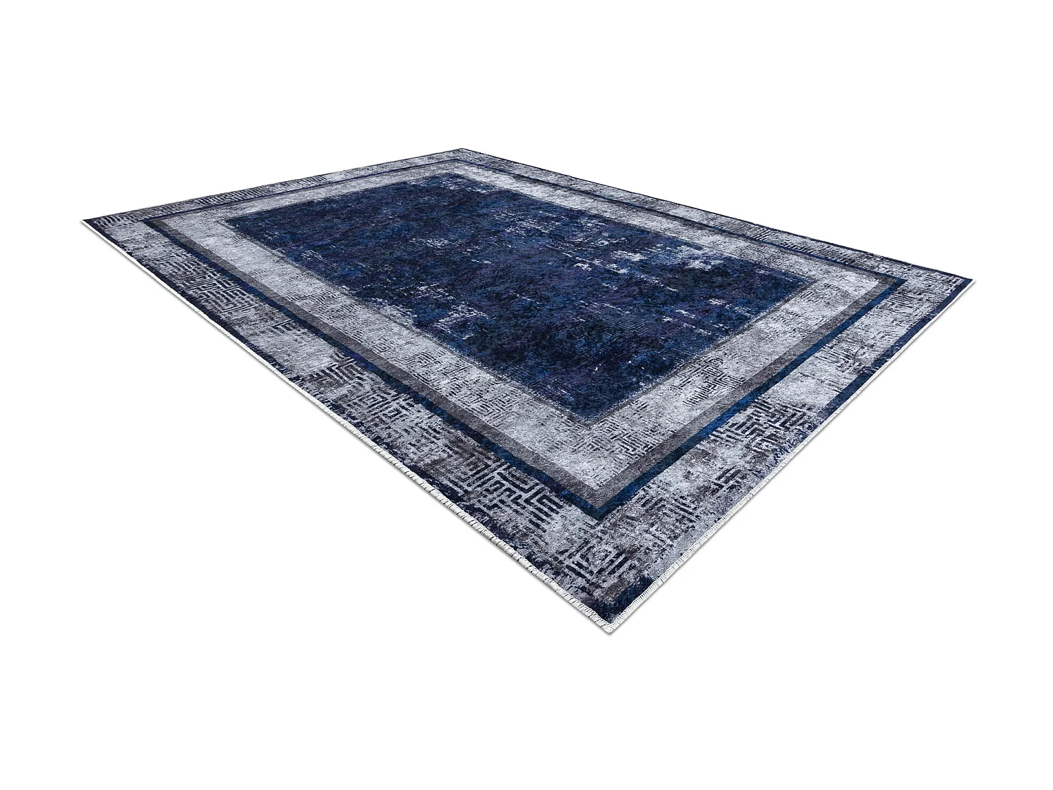 MIRO 51676.813 tapijt wasbaar Grieks vintage, kader antislip - marineb 160x220 cm
