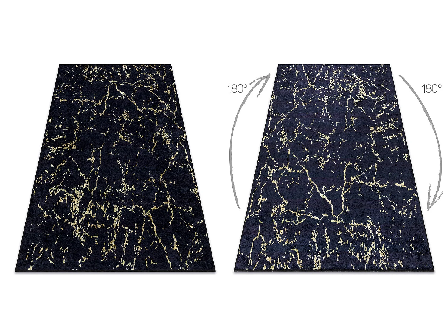 Tapis lavable MIRO 52003.803 Marbre antidérapant - noir 80x150 cm