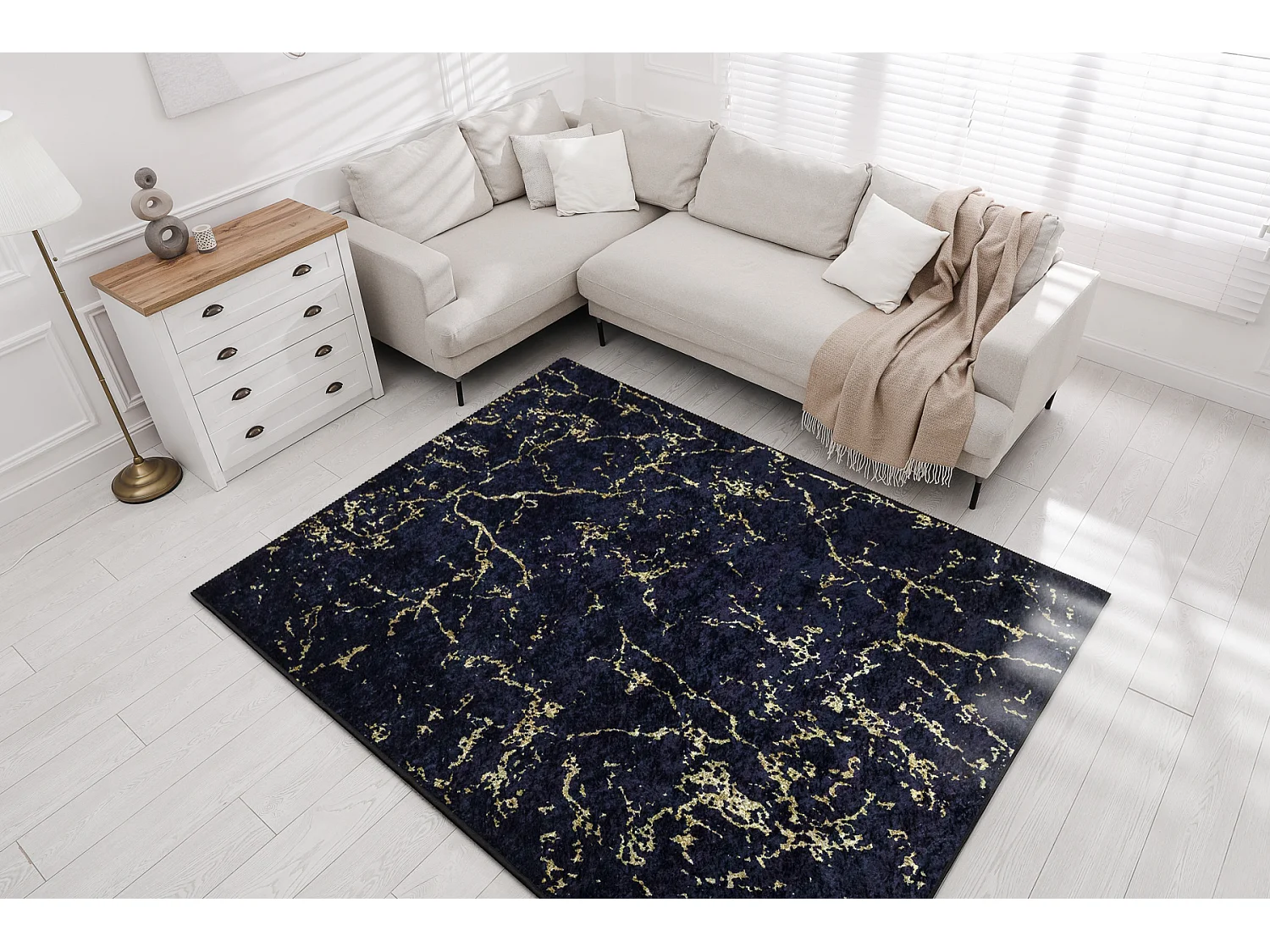 Tapis lavable MIRO 52003.803 Marbre antidérapant - noir 80x150 cm