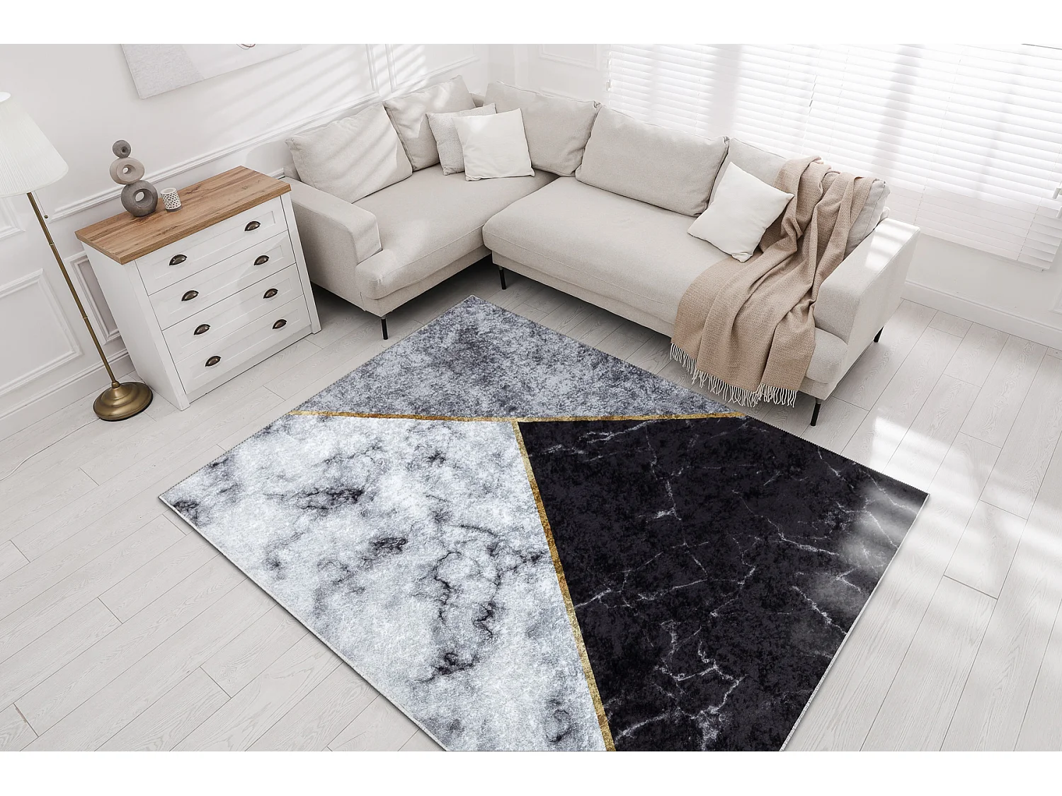 Tapis lavable MIRO 51330.804 Marbre, géométrique antidérapant - gri 120x170 cm