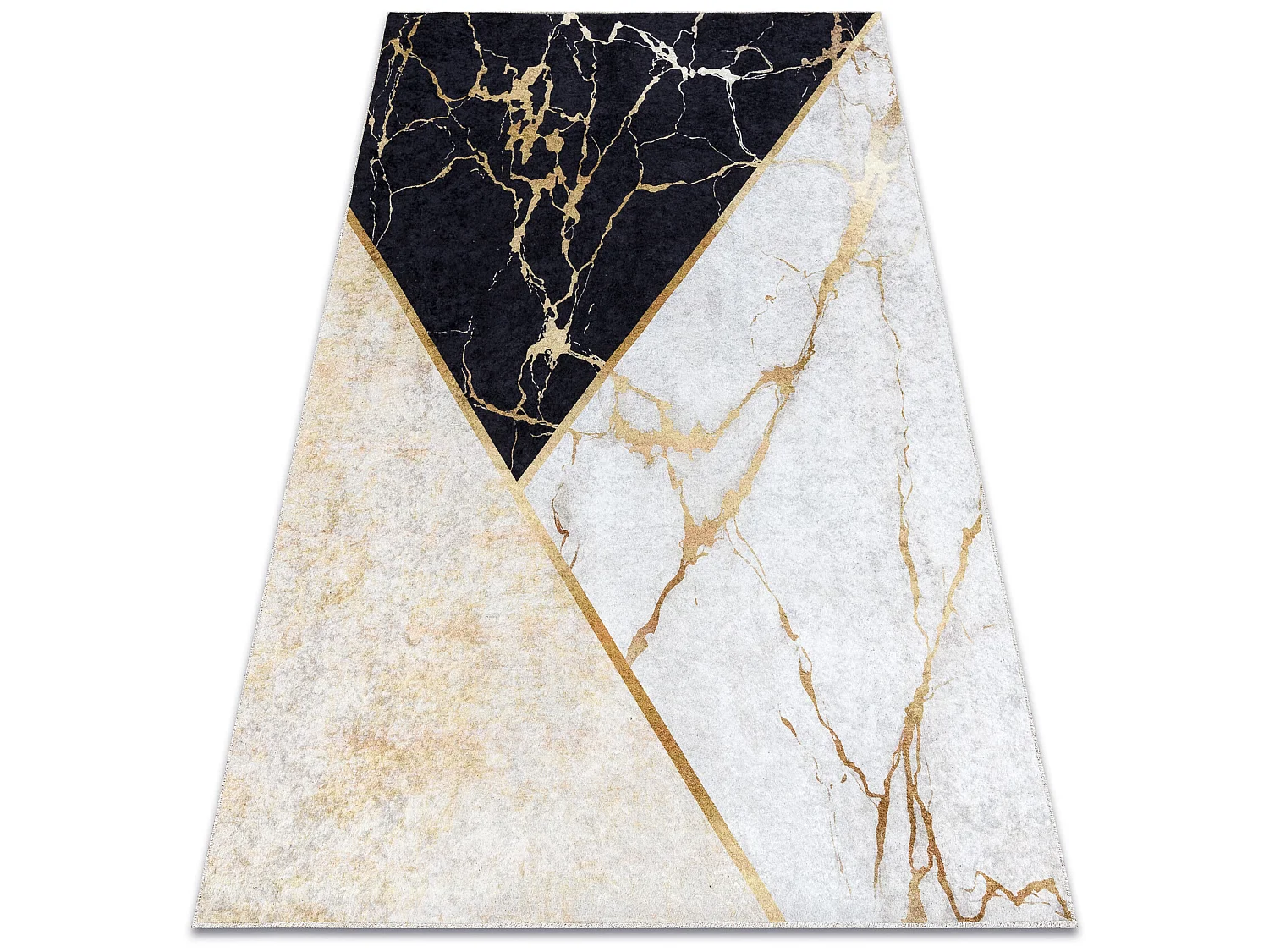 MIRO 52103.801 Waschteppich Marmor, geometrisch Anti-Rutsch - gold 80x150 cm