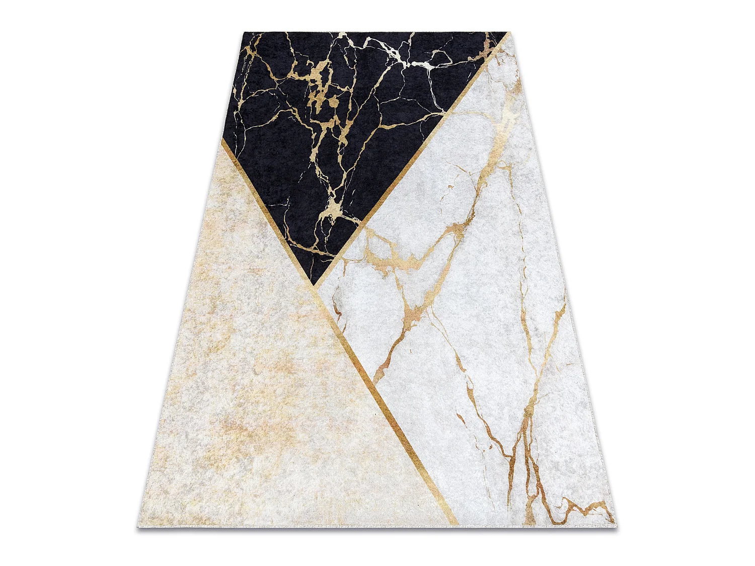 Tapis lavable MIRO 52103.801 Marbre, géométrique antidérapant - or 80x150 cm