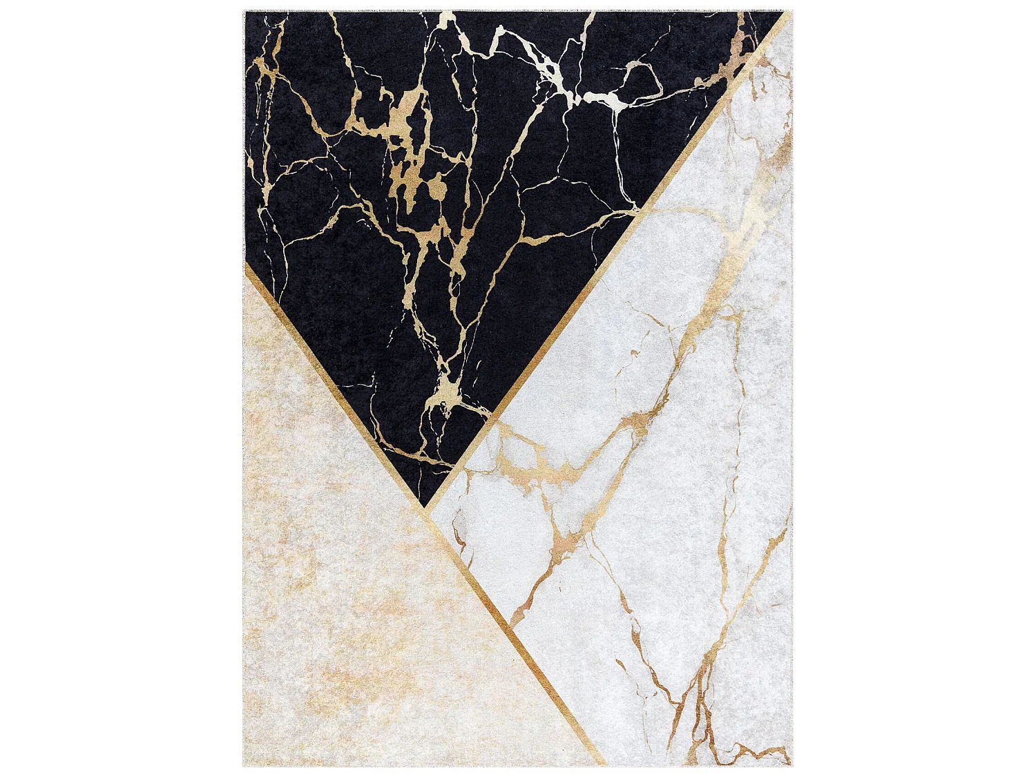 MIRO 52103.801 Waschteppich Marmor, geometrisch Anti-Rutsch - gold 80x150 cm