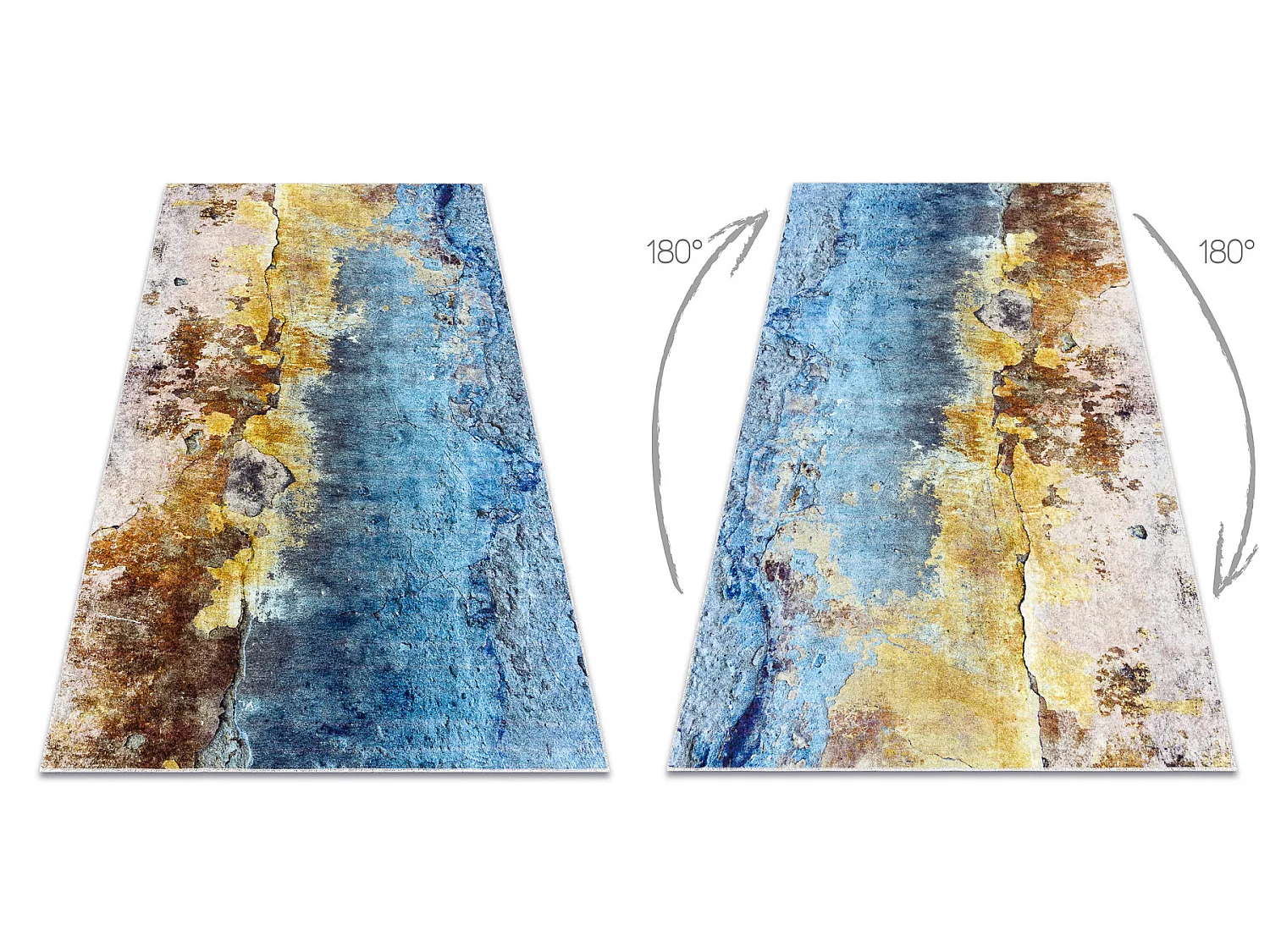 Tapis lavable MIRO 51709.803 Abstraction antidérapant - bleu / or 80x150 cm