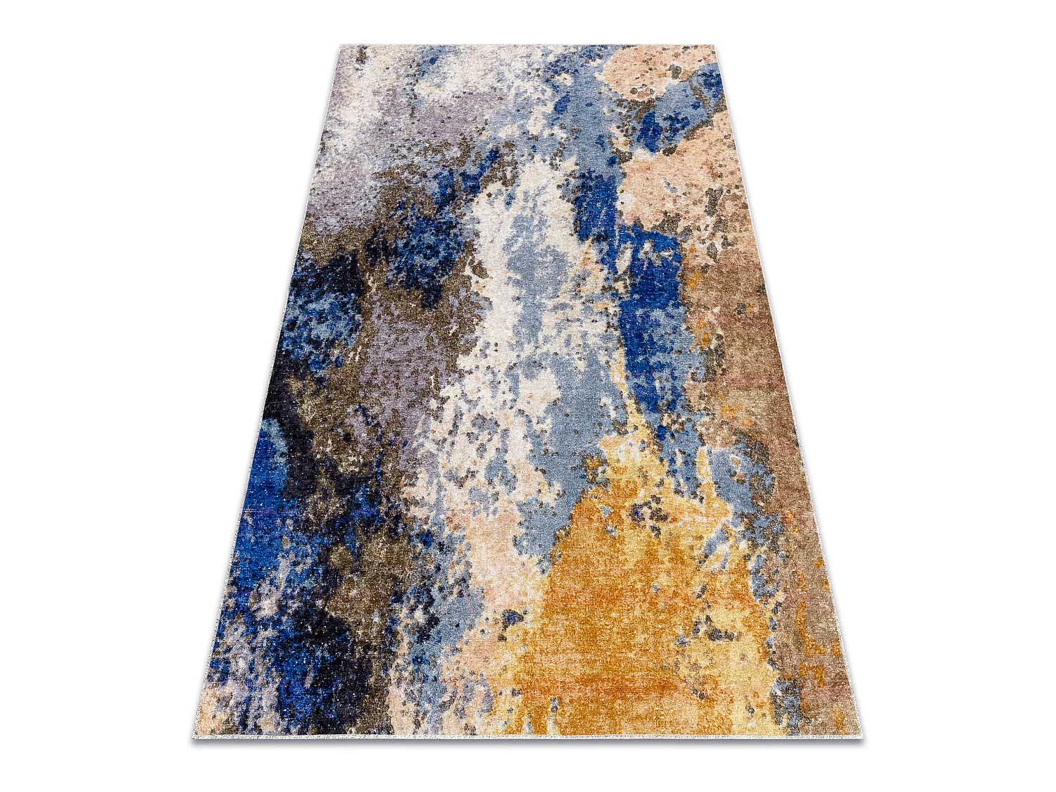 Tapis lavable MIRO 51774.802 Abstraction antidérapant - bleu / beige 80x150 cm