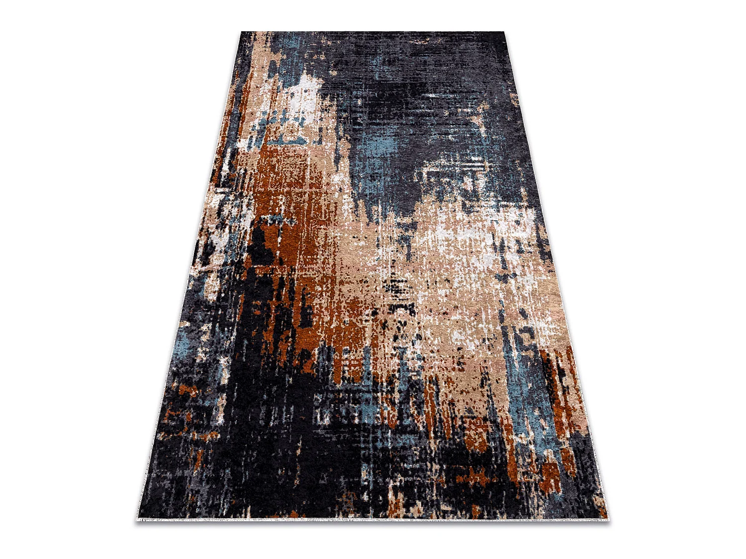 Tapis lavable MIRO 51454.802 Abstraction antidérapant - bleu foncé / 80x150 cm