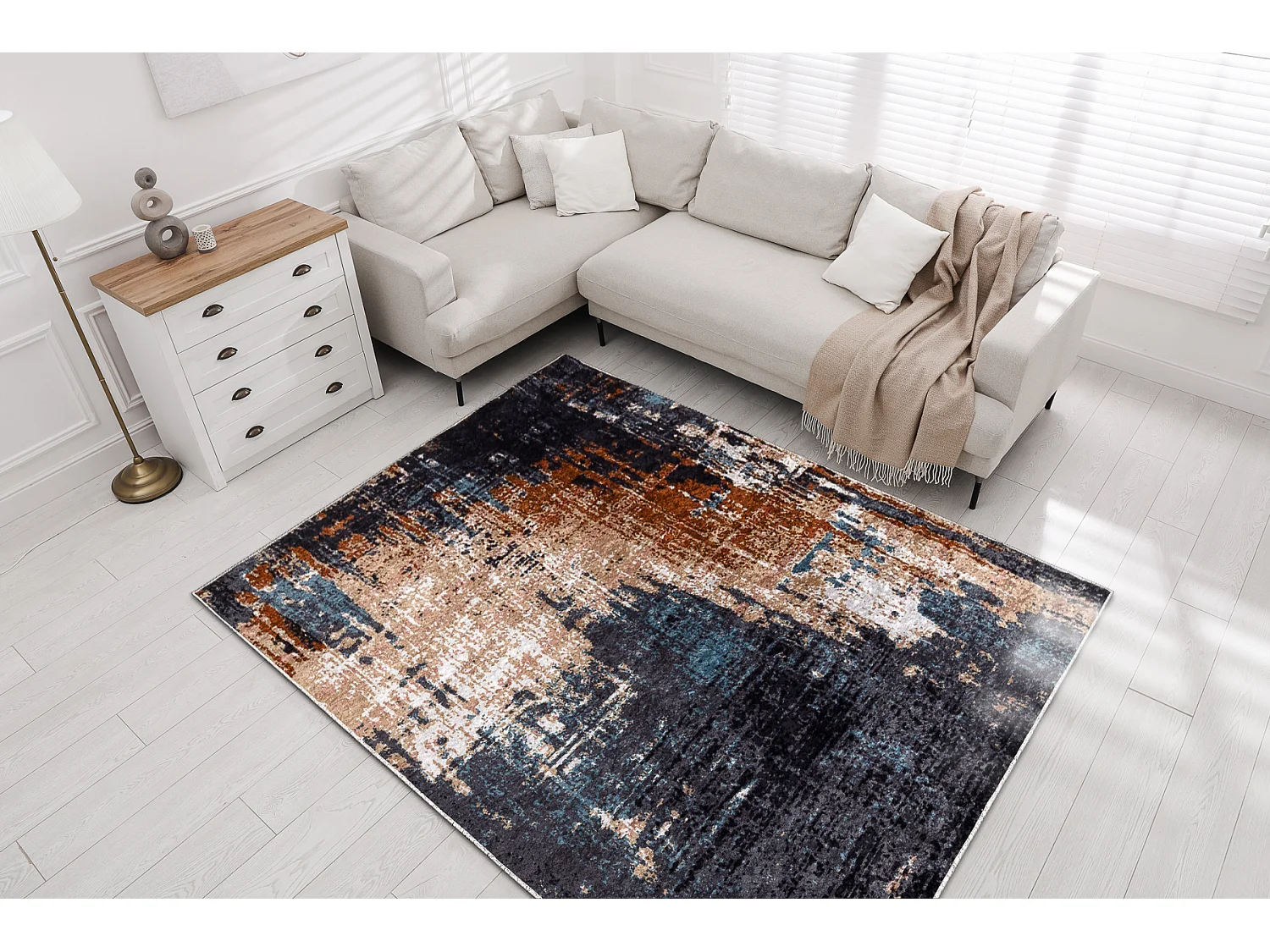 Tapis lavable MIRO 51454.802 Abstraction antidérapant - bleu foncé / 80x150 cm
