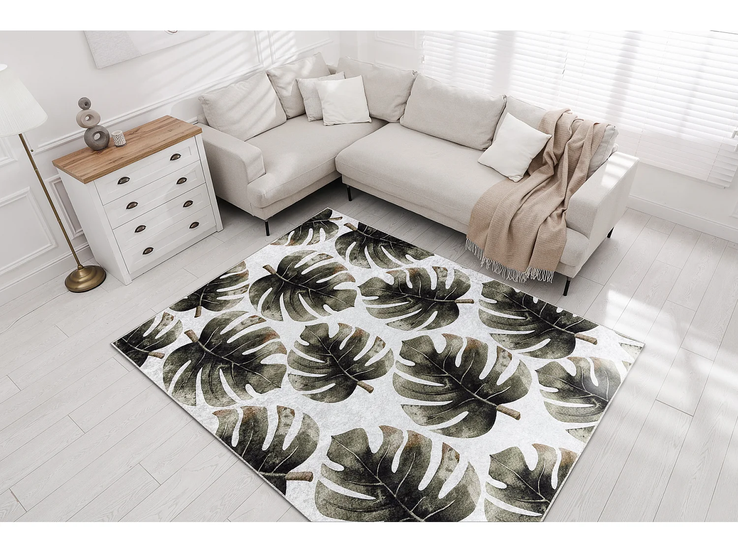 Tapis lavable MIRO 52102.801 Feuilles de monstère antidérapant - ver 80x150 cm