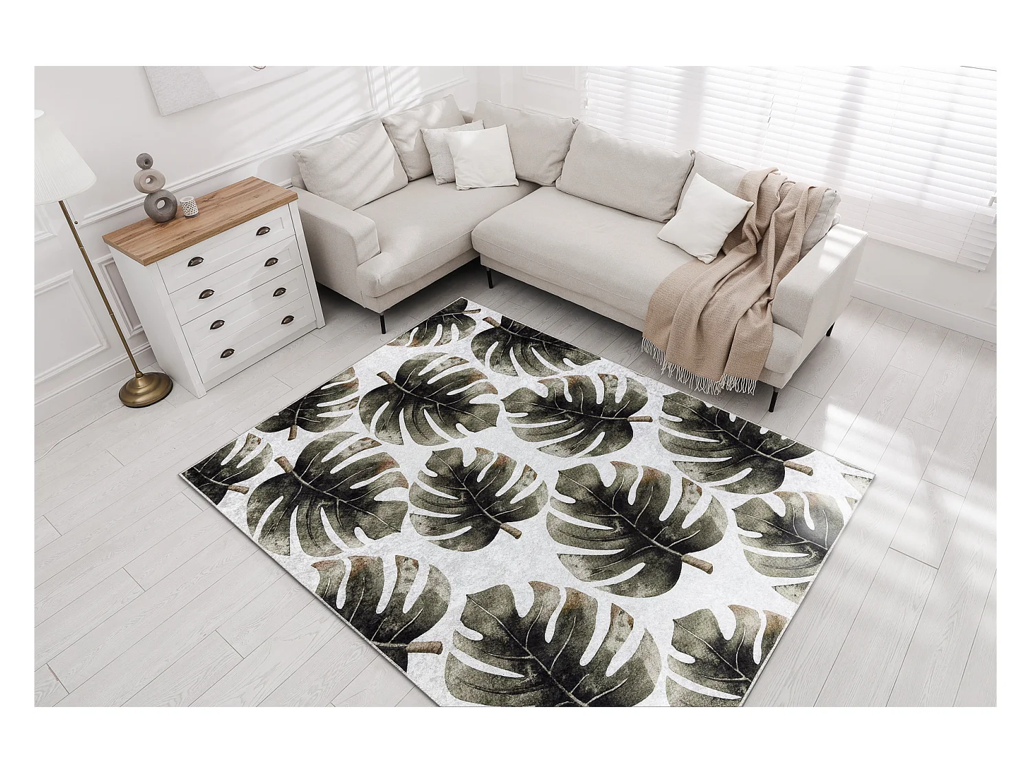 Tapis lavable MIRO 52102.801 Feuilles de monstère antidérapant - ver 80x150 cm