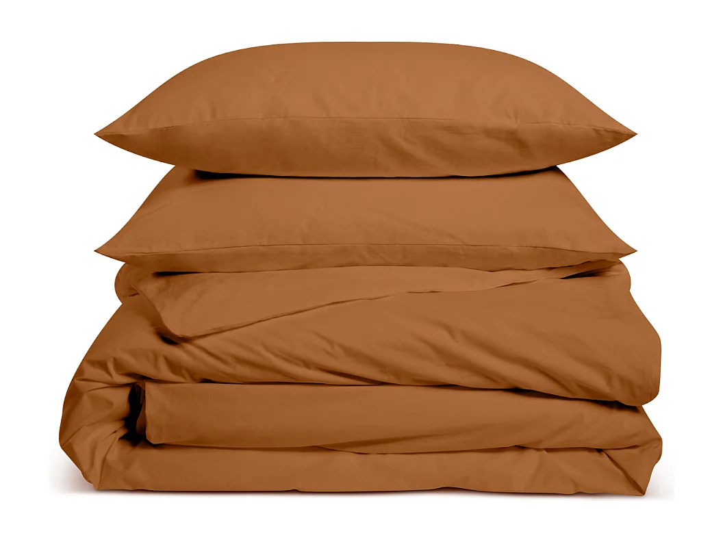 Parure de lit unie 100% Percale de coton - Terracotta - 140x200cm