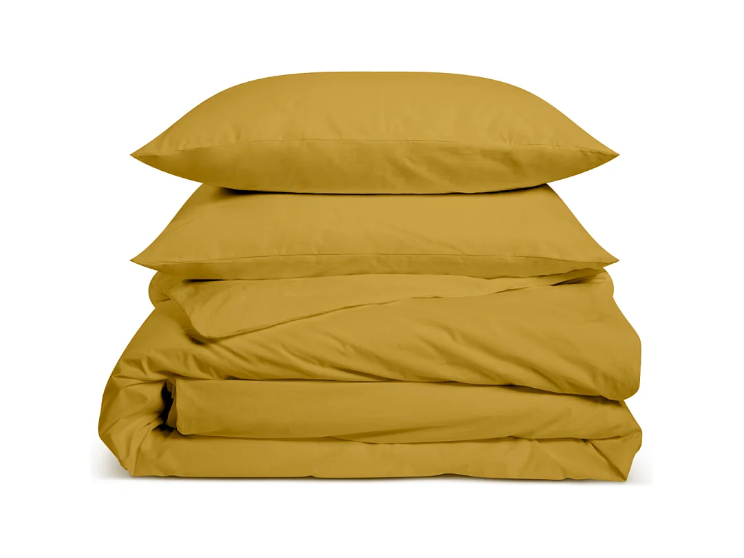 Parure de lit unie 100% Percale de coton - Moutarde - 140x200cm