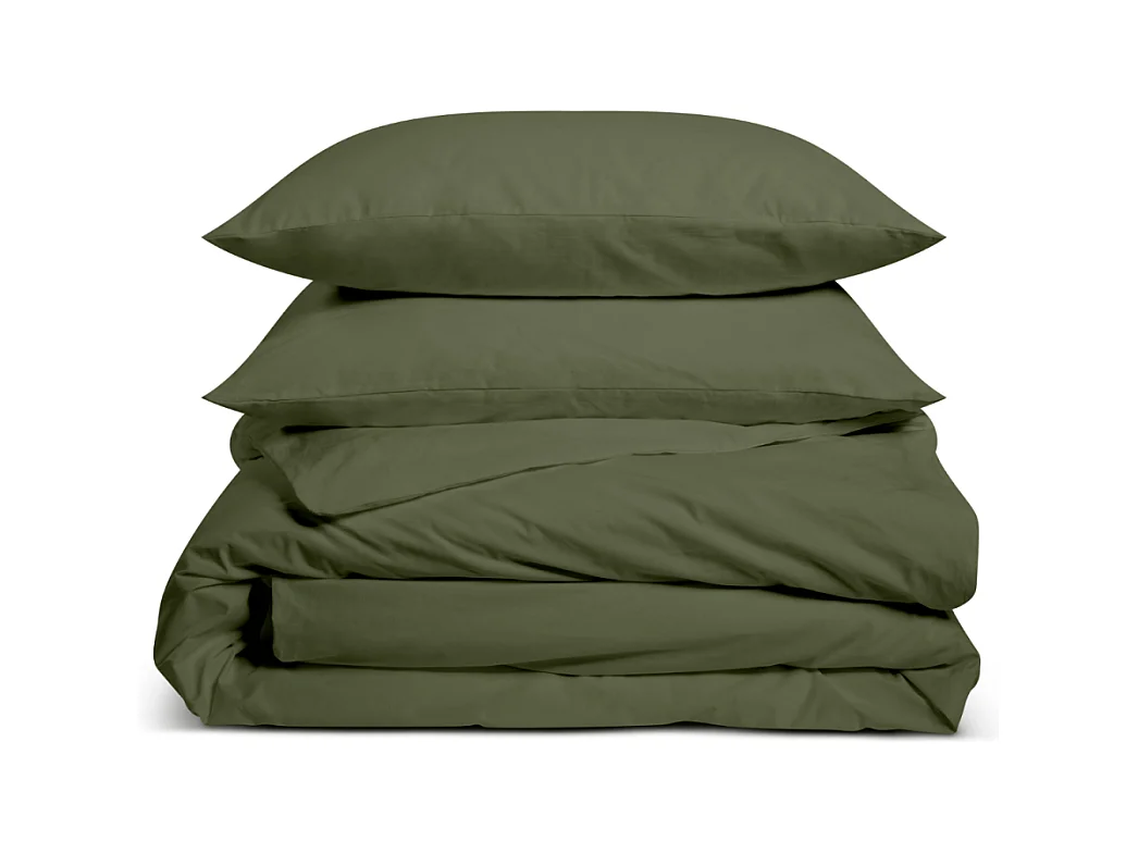 Parure de lit unie 100% Percale de coton - Kaki - 140x200cm