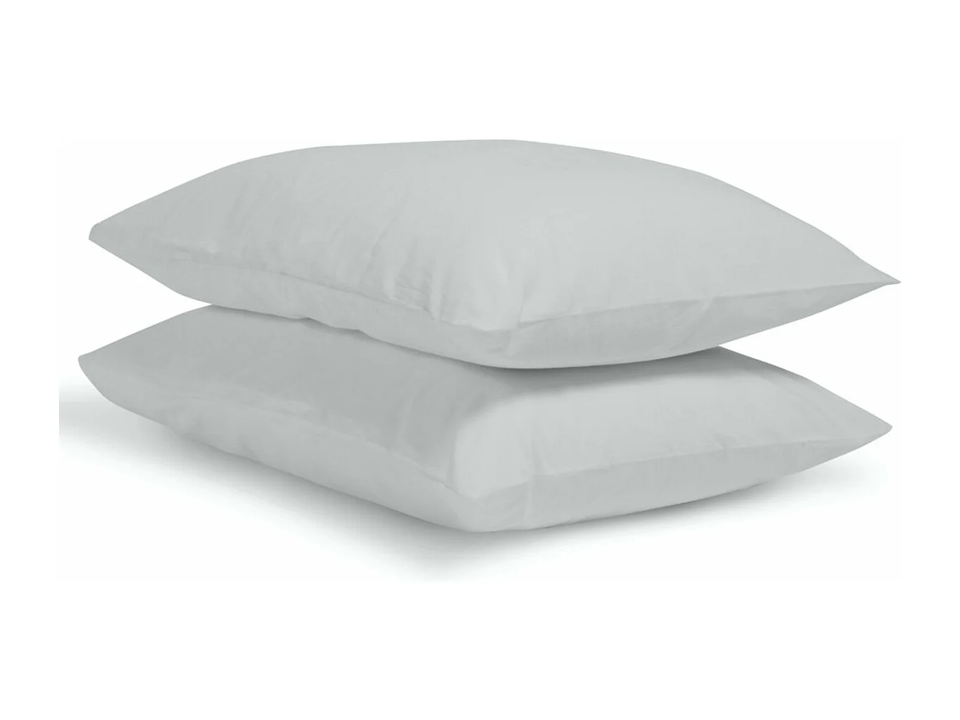 Lot de 2 Taies d'oreiller 100% Percale de coton - Gris clair - 65x65cm