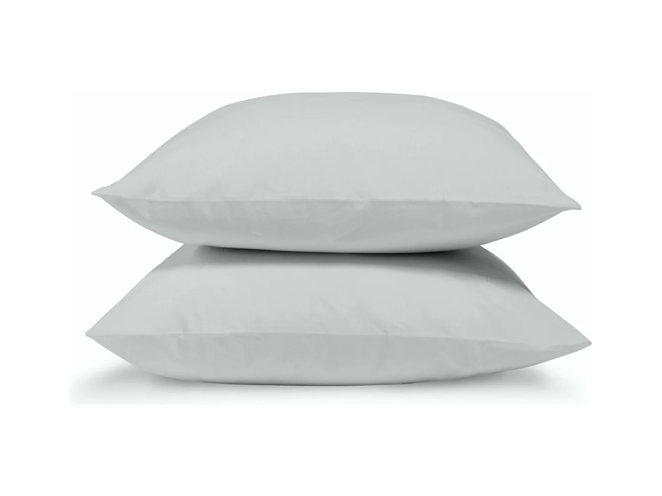 Lot de 2 Taies d'oreiller 100% Percale de coton - Gris clair - 65x65cm