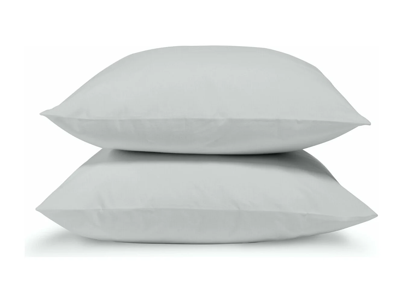 Lot de 2 Taies d'oreiller 100% Percale de coton - Gris clair - 65x65cm