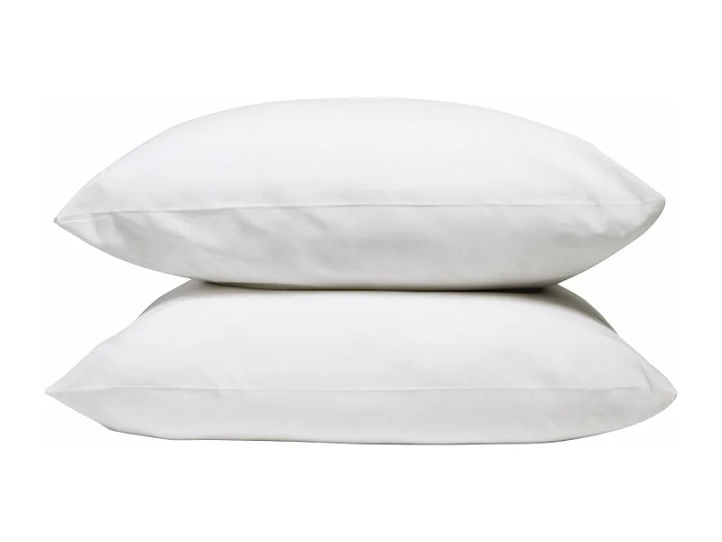 Lot de 2 Taies d'oreiller 100% Percale de coton - Blanc - 50x75cm