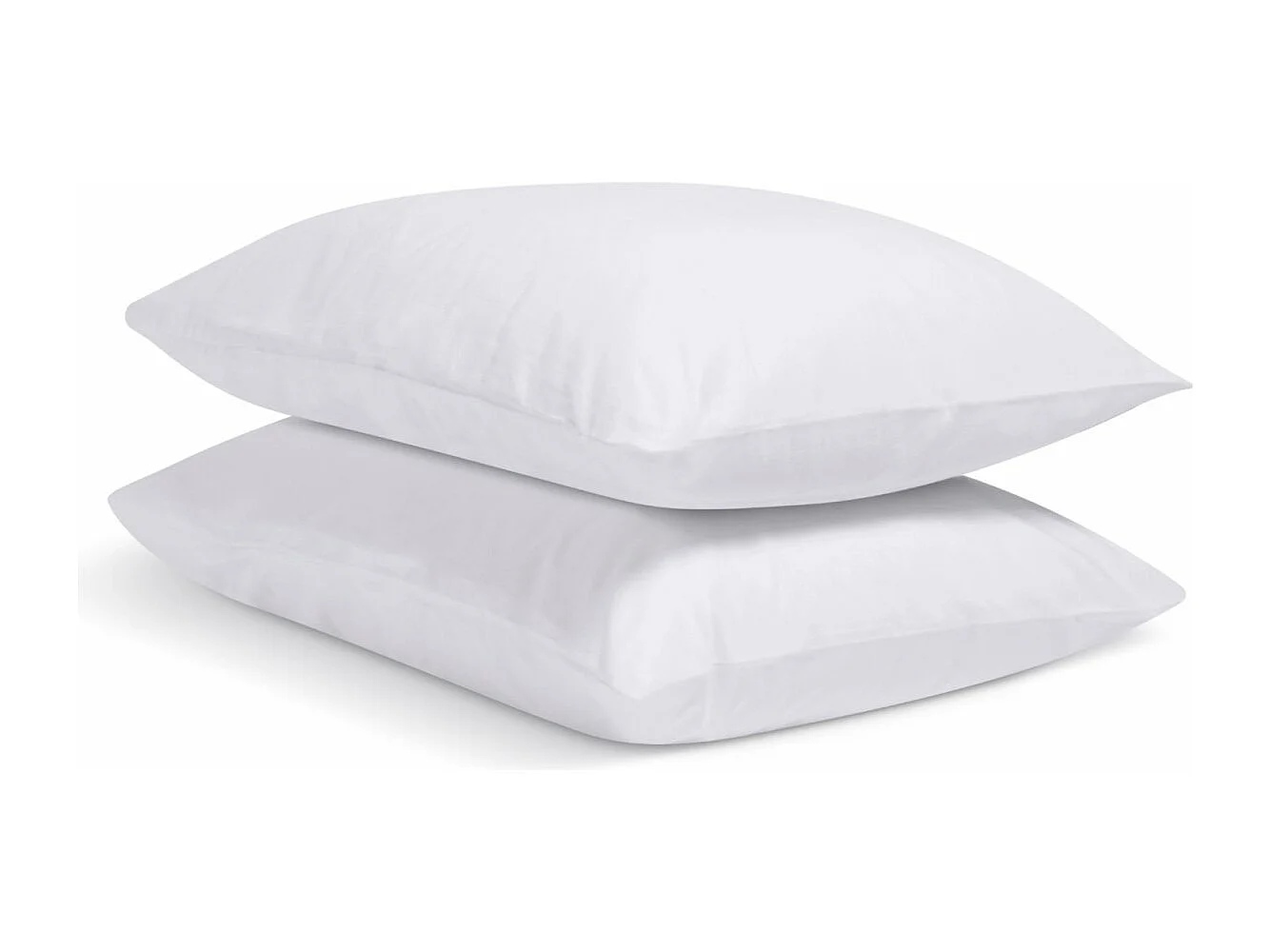 Lot de 2 Taies d'oreiller 100% Percale de coton - Blanc - 65x65cm
