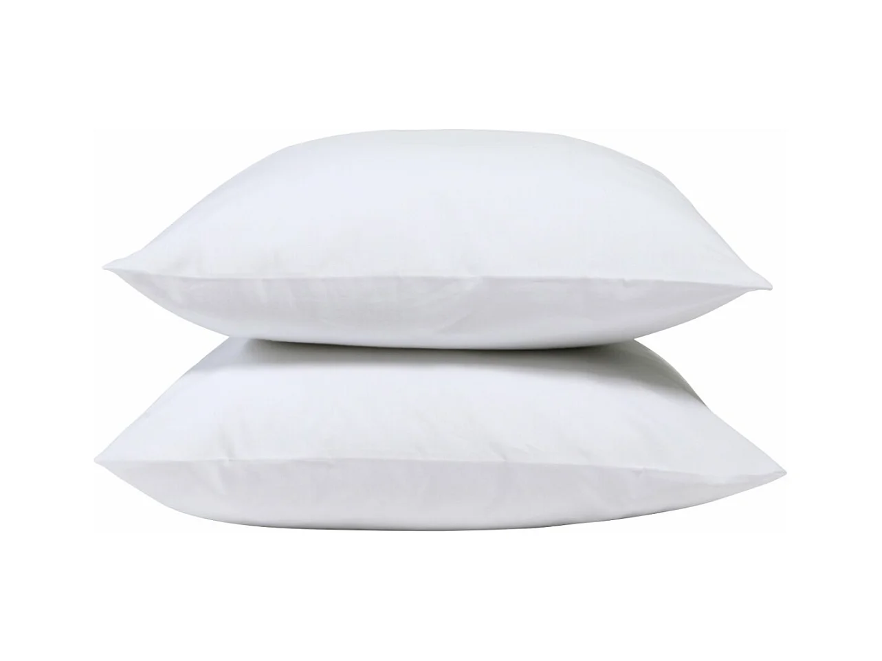 Lot de 2 Taies d'oreiller 100% Percale de coton - Blanc - 65x65cm