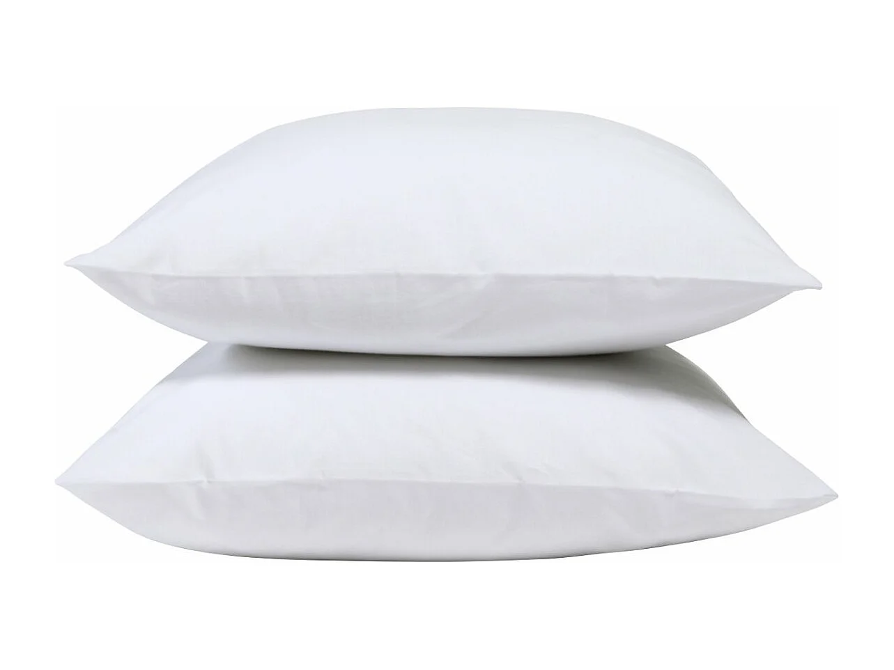 Lot de 2 Taies d'oreiller 100% Percale de coton - Blanc - 65x65cm
