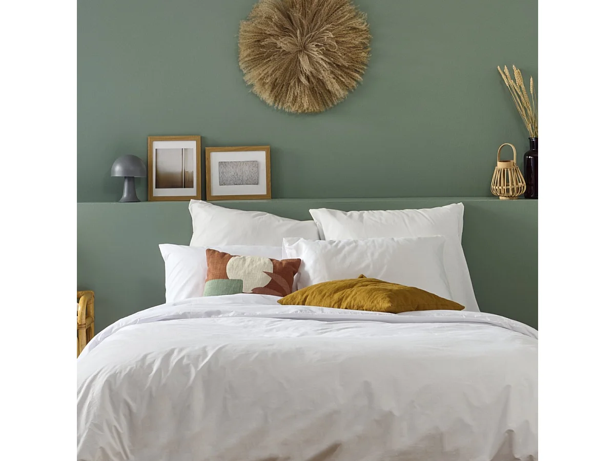 Lot de 2 Taies d'oreiller 100% Percale de coton - Blanc - 65x65cm