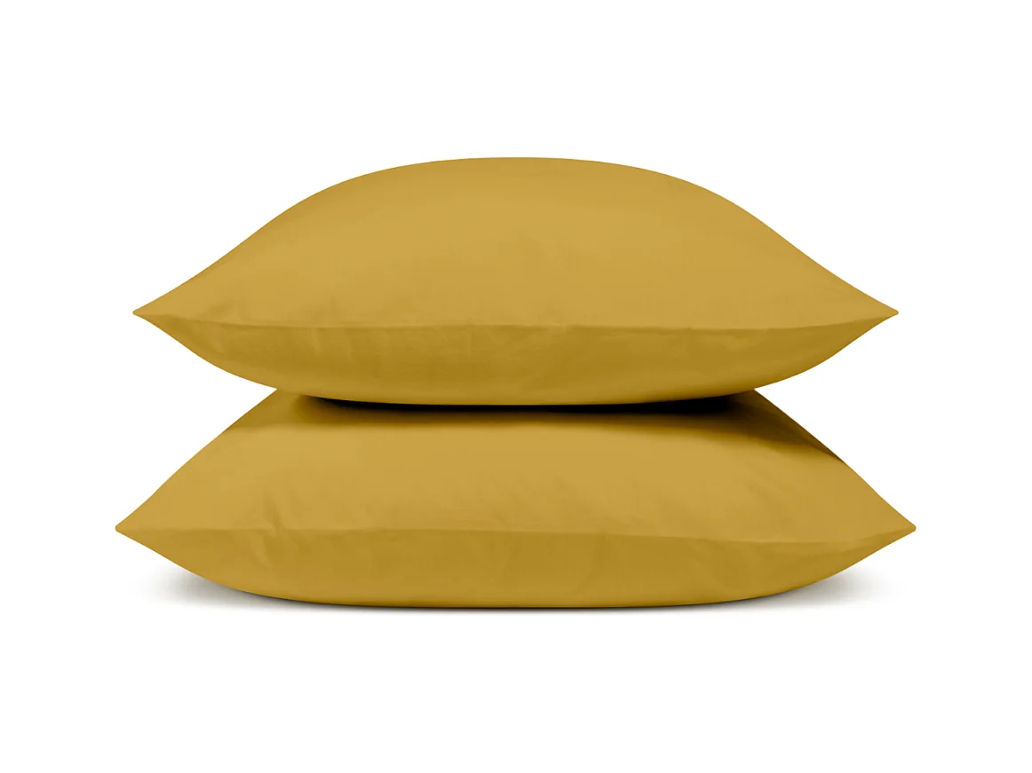 Lot de 2 Taies d'oreiller 100% Percale de coton - Moutarde - 65x65cm