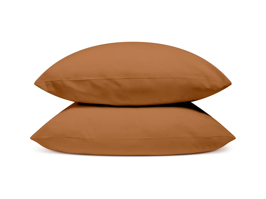 Lot de 2 Taies d'oreiller 100% Percale de coton - Terracotta - 50x75cm