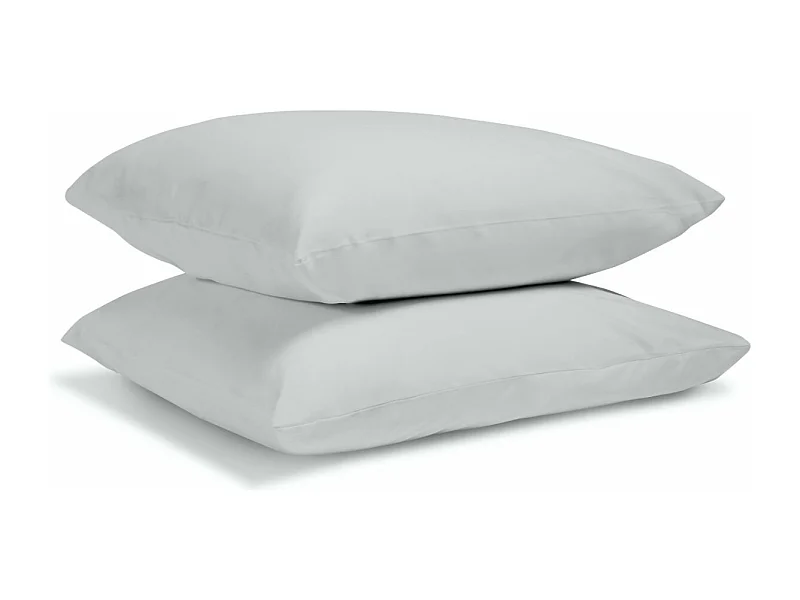 Lot de 2 Taies d'oreiller 100% Percale de coton - Gris clair - 50x75cm