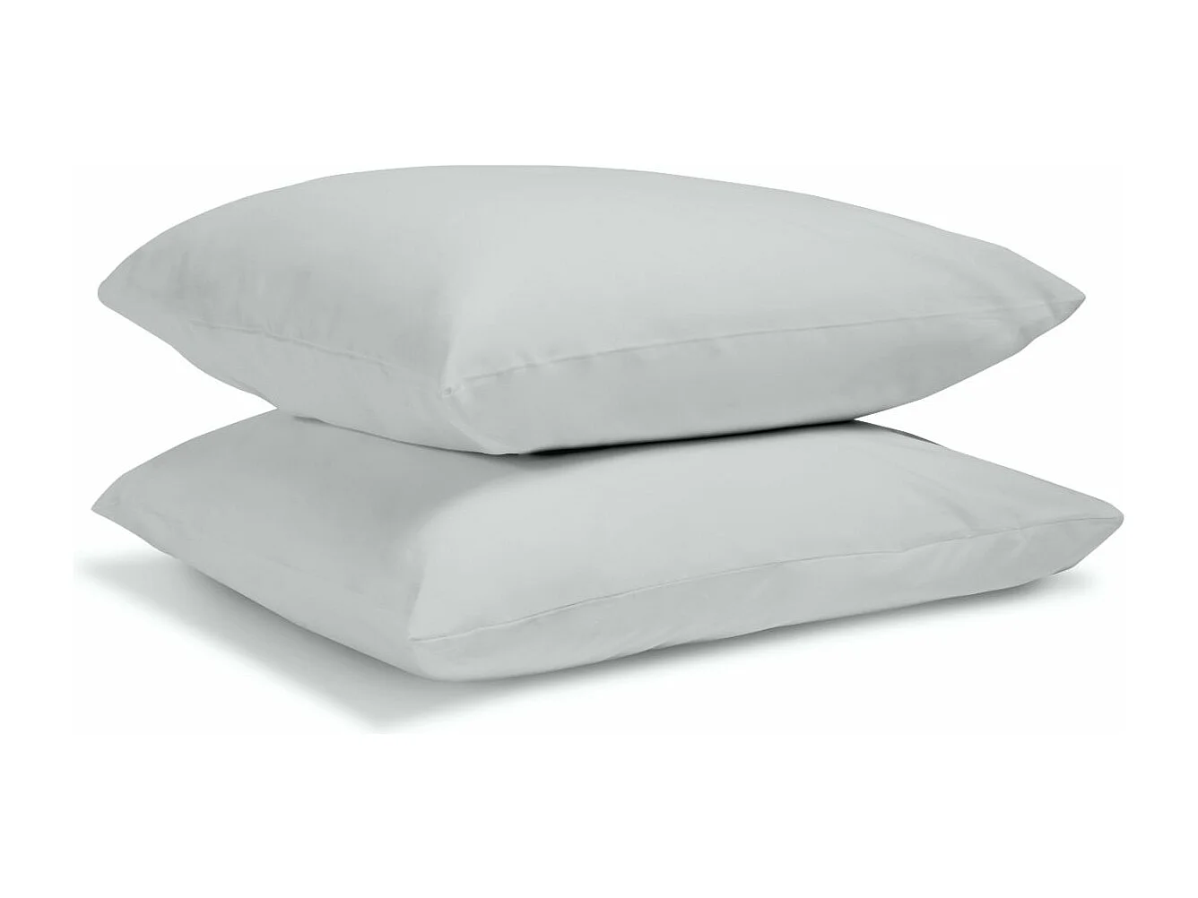 Lot de 2 Taies d'oreiller 100% Percale de coton - Gris clair - 50x75cm